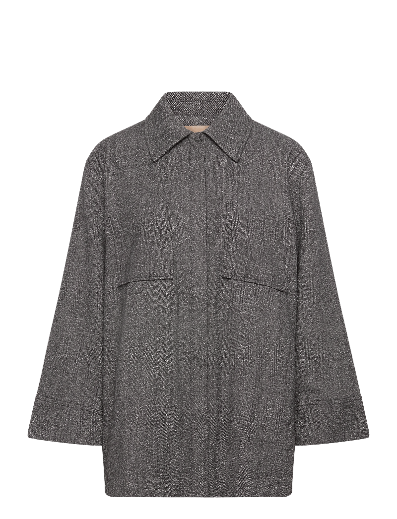 Rue de Tokyo - CAMI HERRINGBONE BOUCLE - pikkade varrukatega särgid - black/white - 1