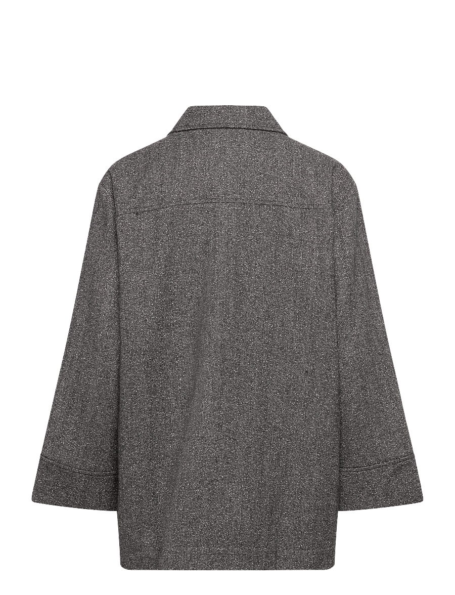 Rue de Tokyo - CAMI HERRINGBONE BOUCLE - langärmlige hemden - black/white - 2