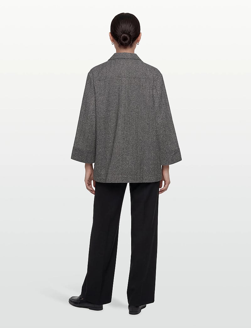 Rue de Tokyo - CAMI HERRINGBONE BOUCLE - pikkade varrukatega särgid - black/white - 4