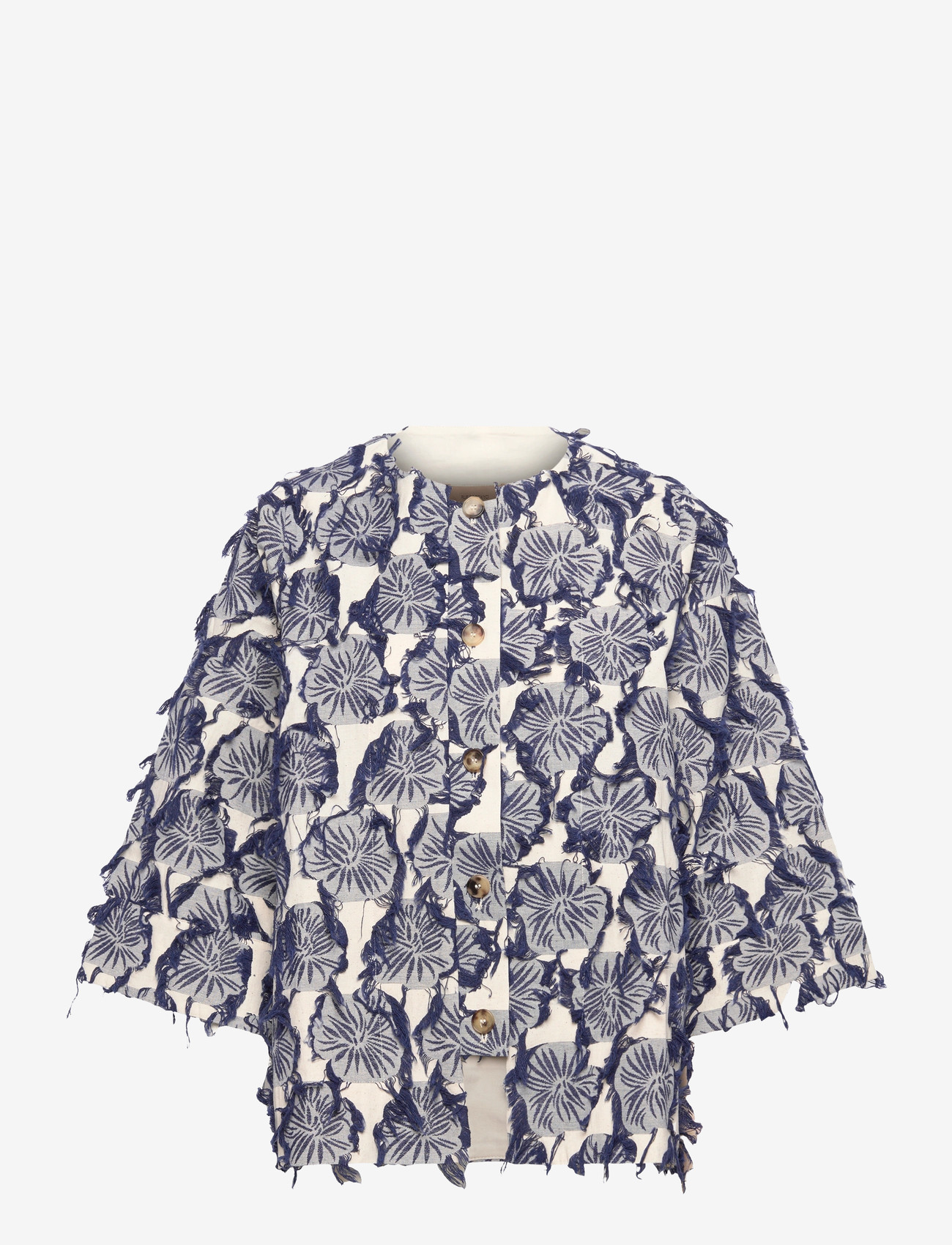 Rue de Tokyo - SUN FIL COUPE FLOWER - kortærmede skjorter - navy/sand - 1