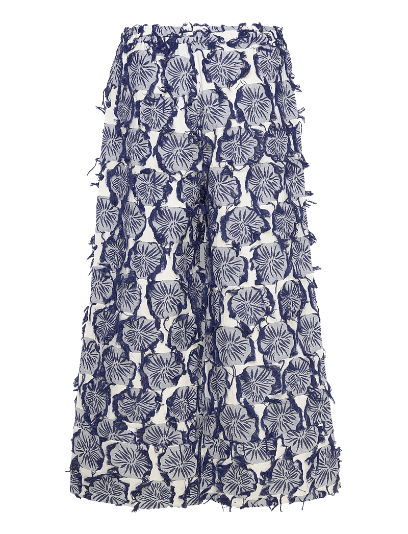 Rue de Tokyo - PAGE FIL COUPE FLOWER - laia säärega püksid - navy/sand - 1
