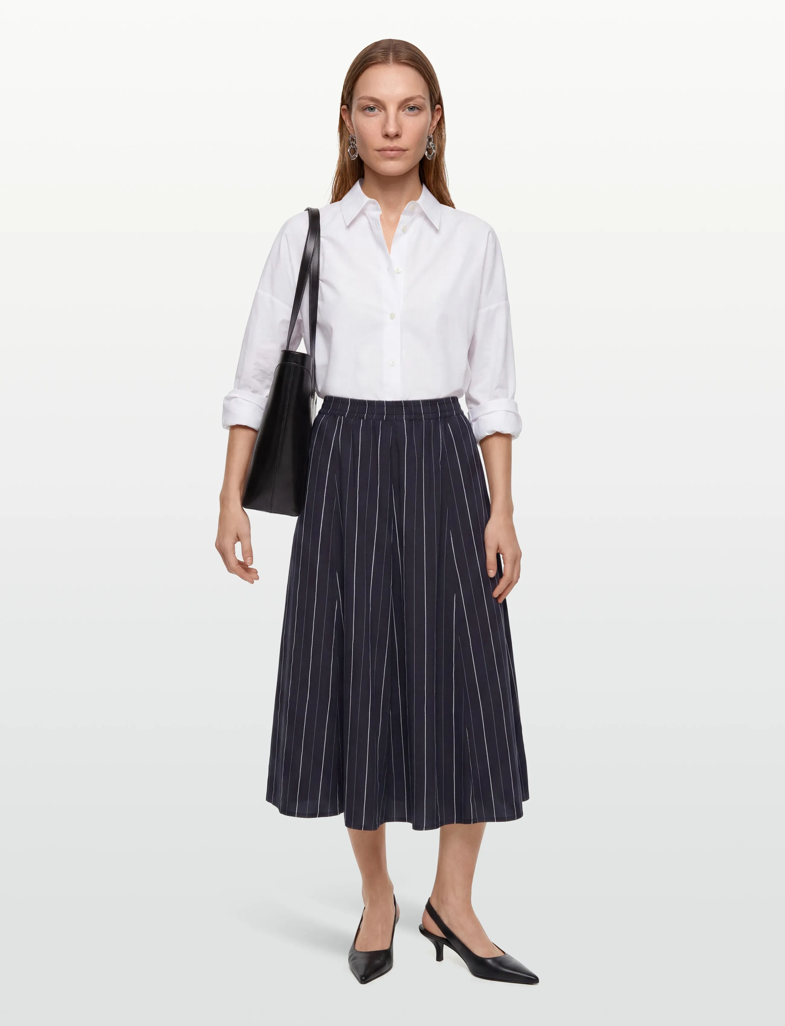 Rue de Tokyo - PILAR STRIPED TENCEL - midi röcke - dark navy stripe - 0