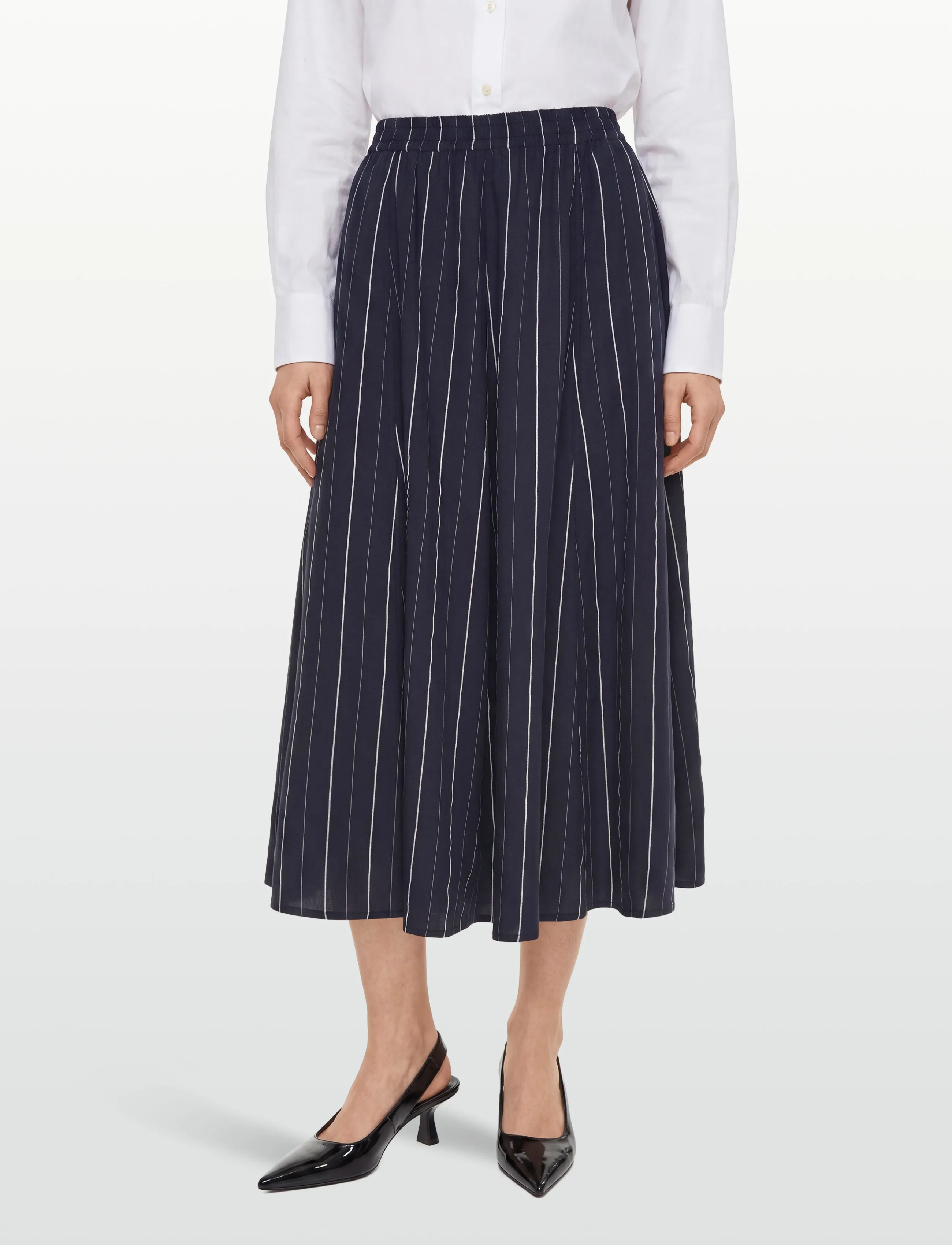 Rue de Tokyo - PILAR STRIPED TENCEL - midi röcke - dark navy stripe - 3