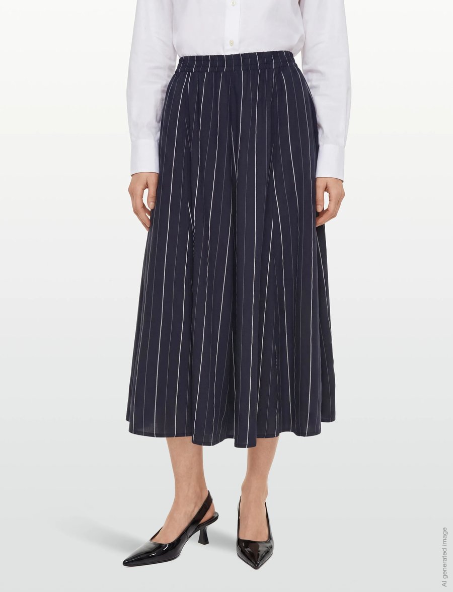 Rue de Tokyo - PILAR STRIPED TENCEL - midi kjolar - dark navy stripe - 3