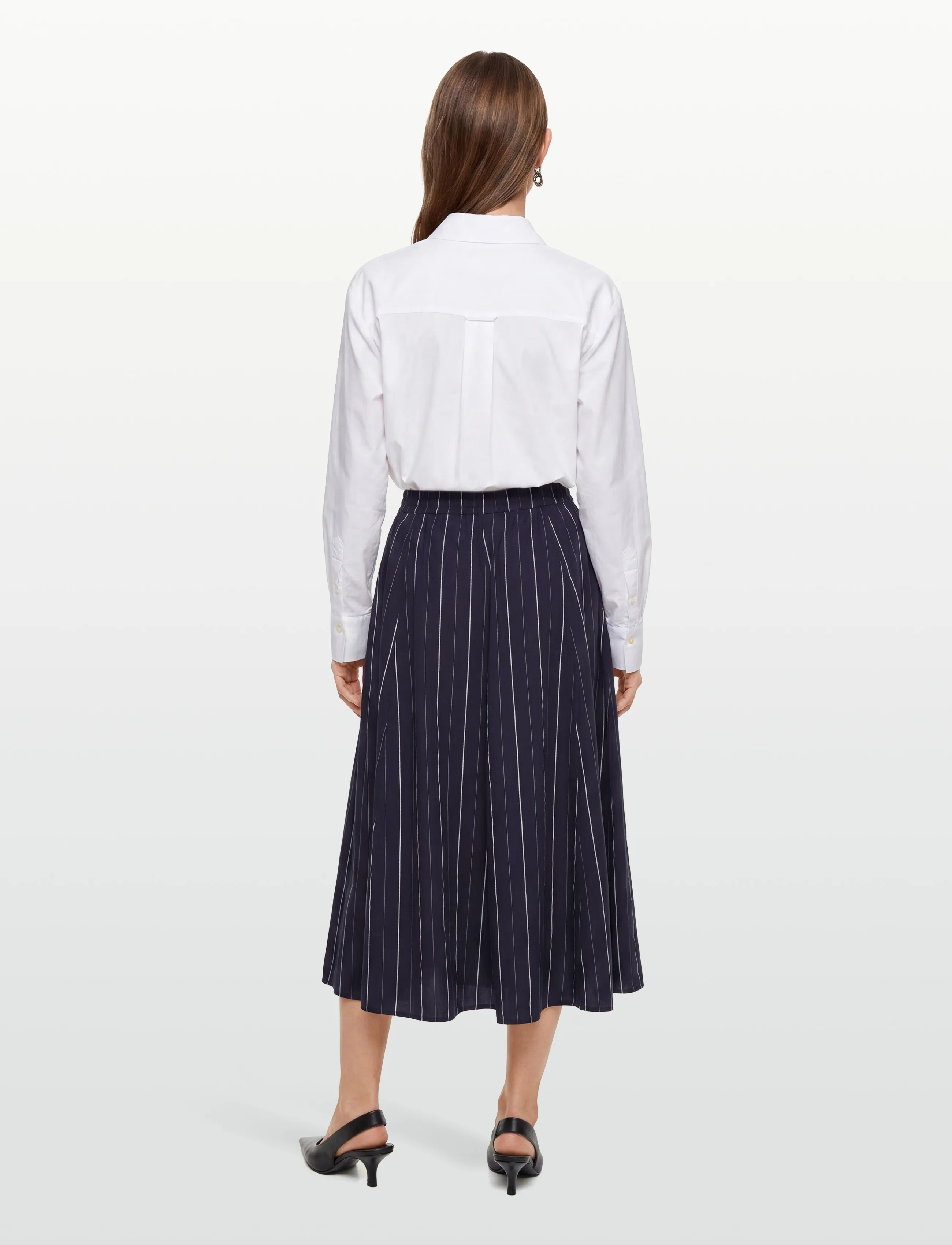 Rue de Tokyo - PILAR STRIPED TENCEL - midi röcke - dark navy stripe - 4
