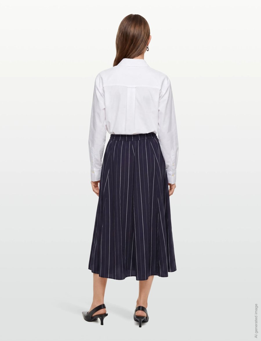 Rue de Tokyo - PILAR STRIPED TENCEL - midi kjolar - dark navy stripe - 4