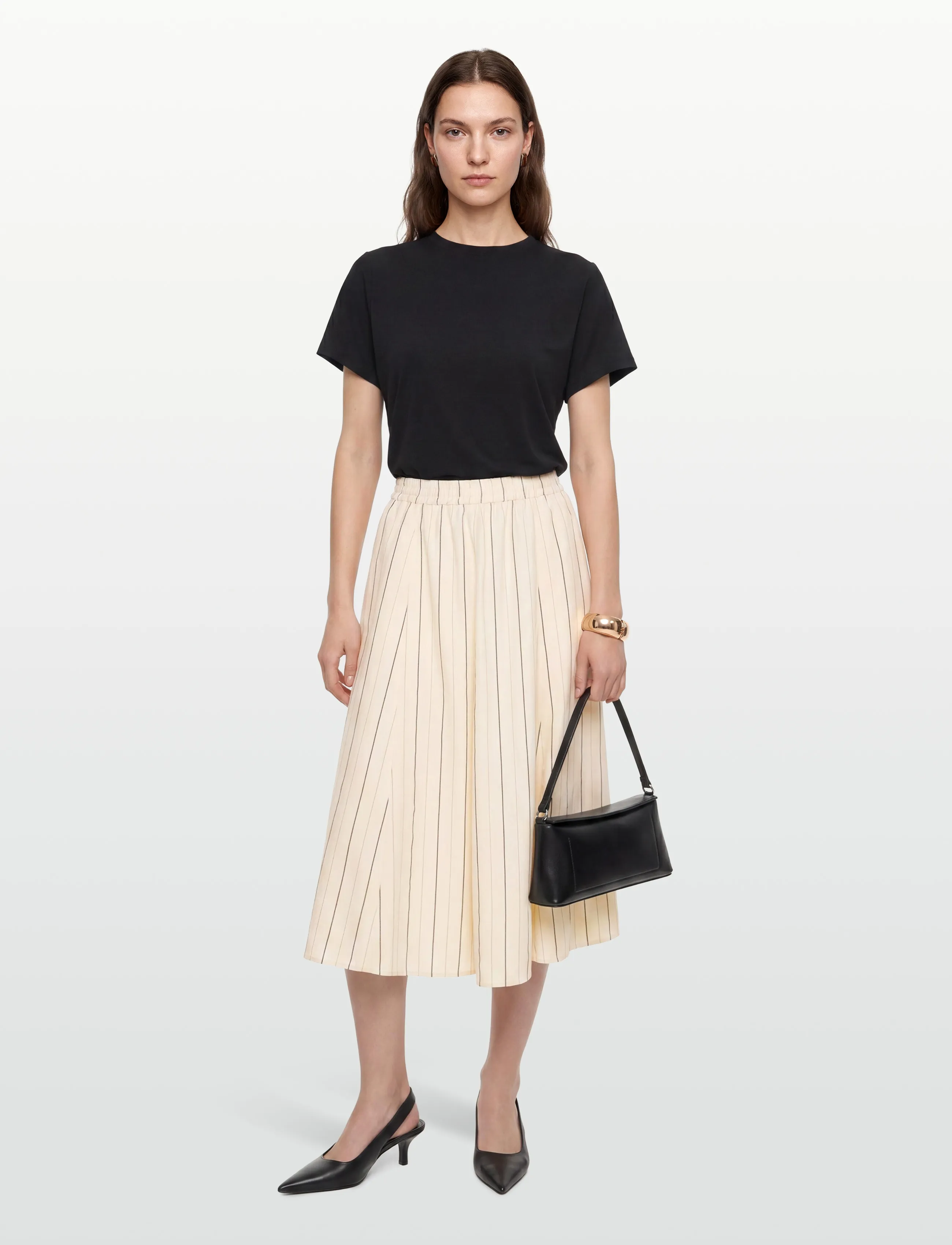 Rue de Tokyo - PILAR STRIPED TENCEL - maxi röcke - ecru black stripe - 0
