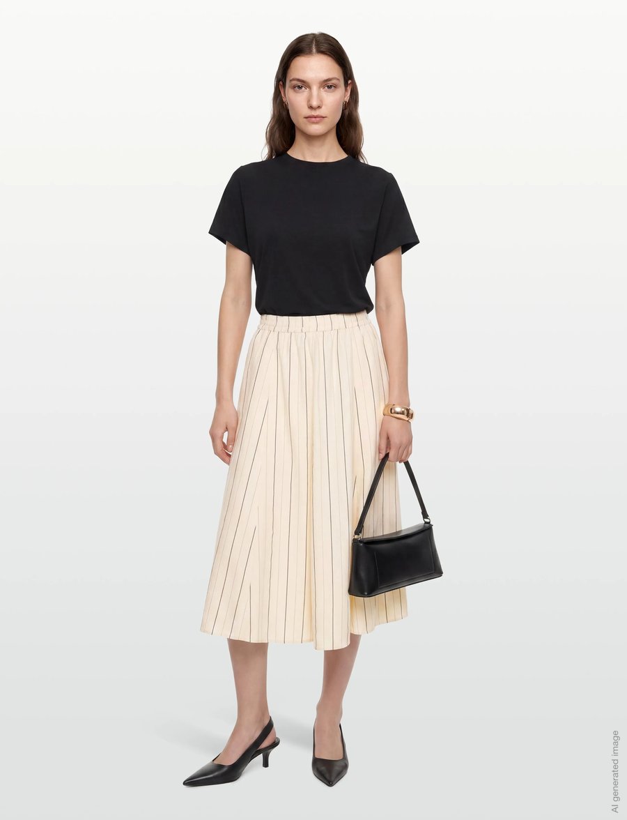 Rue de Tokyo - PILAR STRIPED TENCEL - maxi nederdele - ecru black stripe - 0
