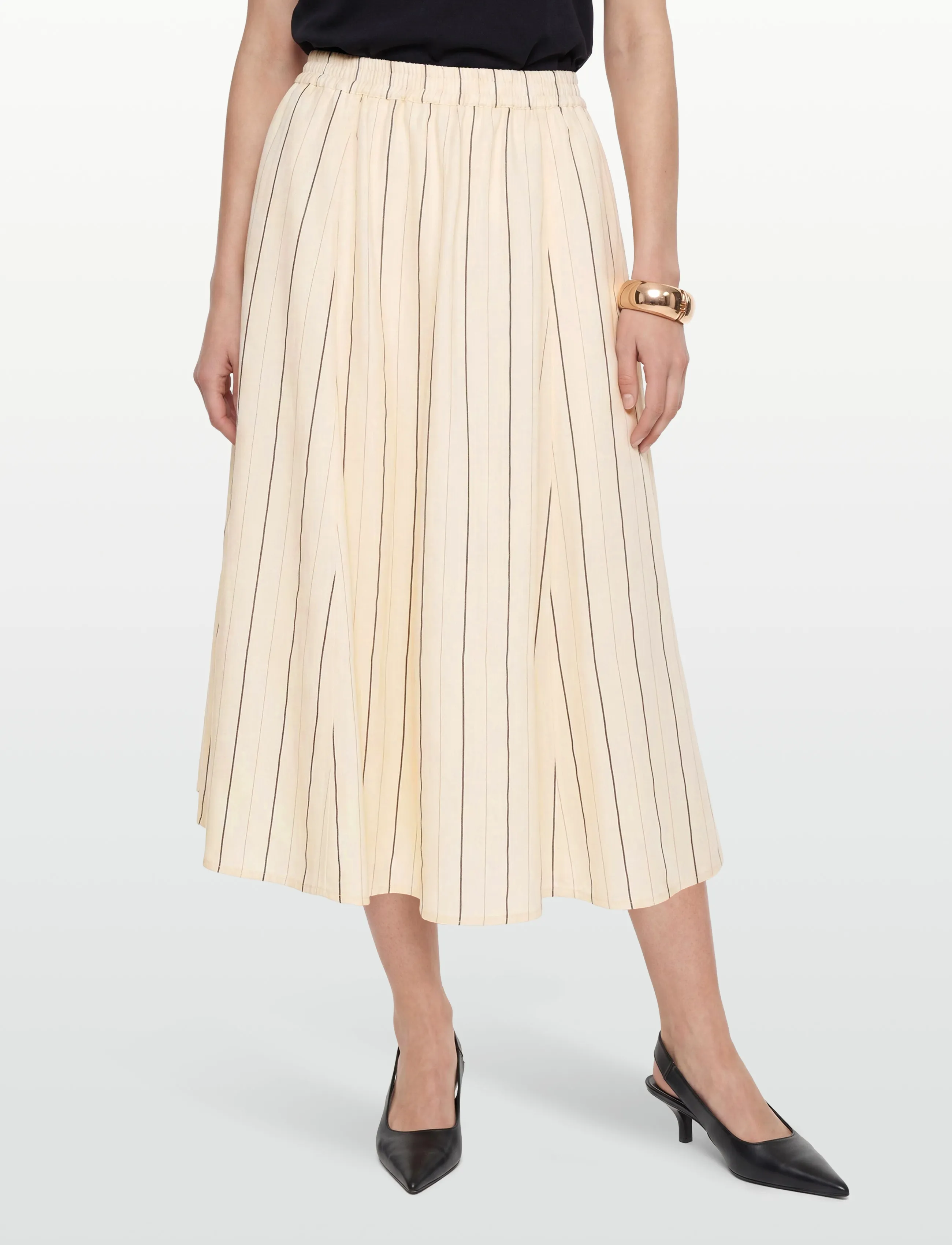 Rue de Tokyo - PILAR STRIPED TENCEL - maxi röcke - ecru black stripe - 3