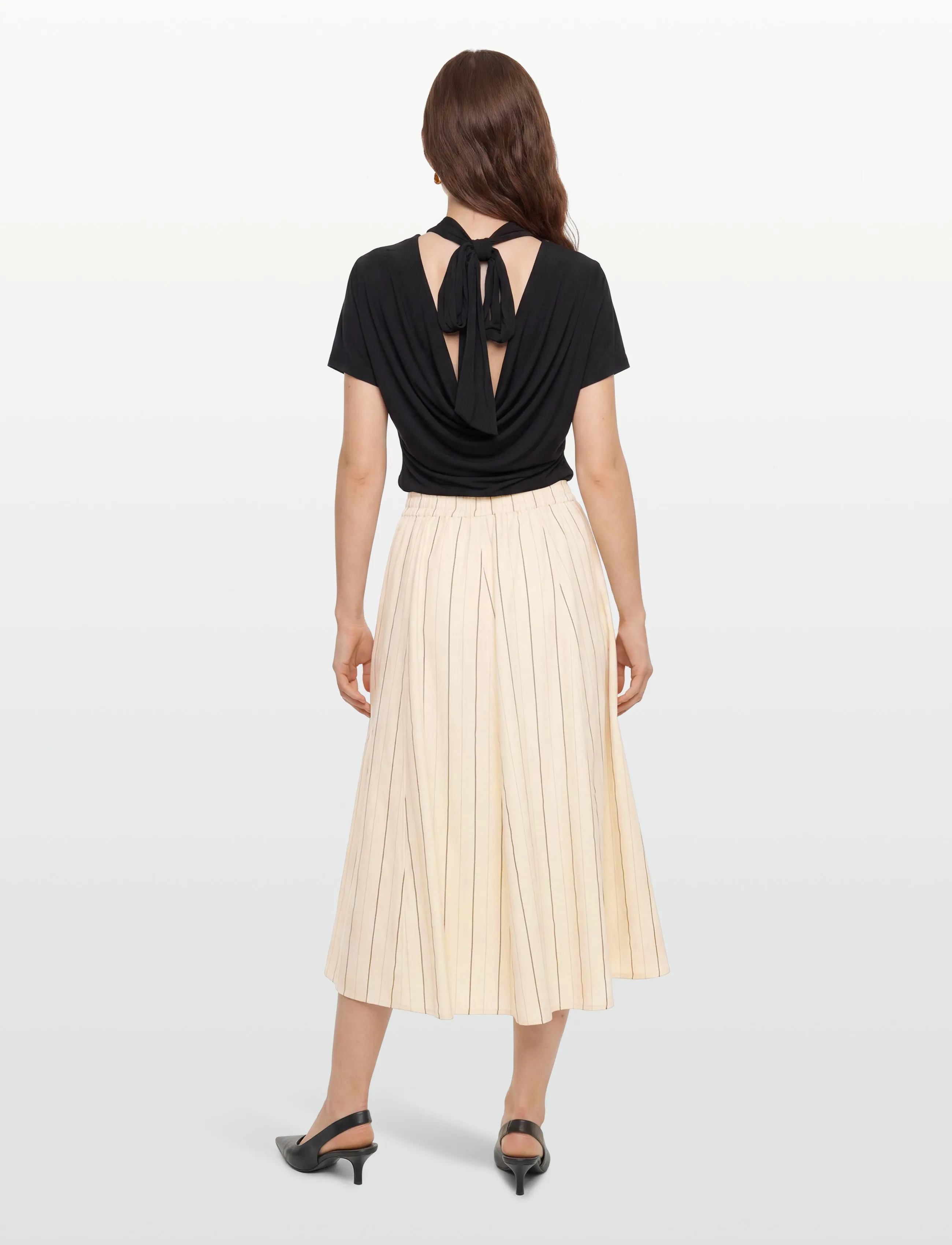 Rue de Tokyo - PILAR STRIPED TENCEL - maxi röcke - ecru black stripe - 4