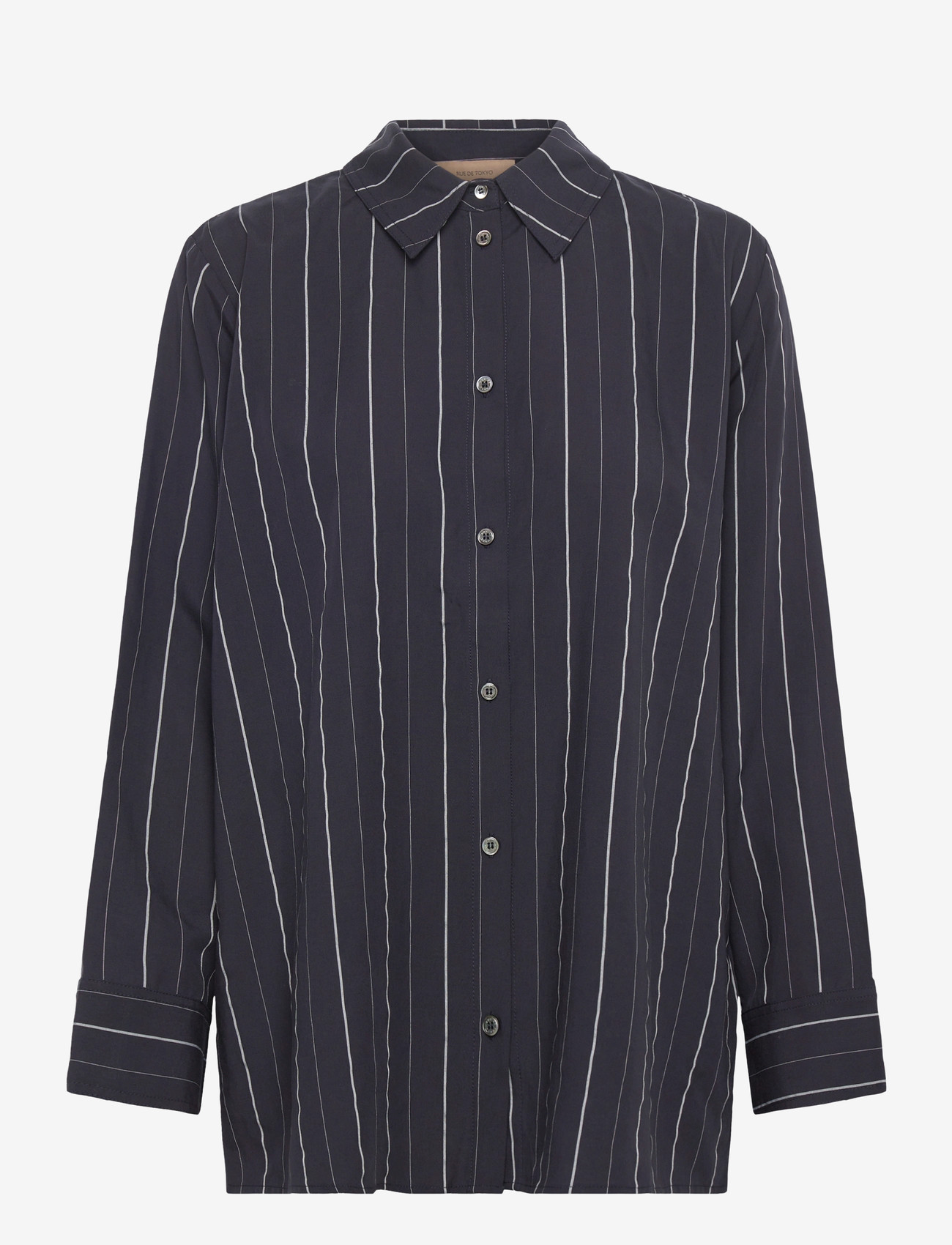 Rue de Tokyo - SEIRA STRIPED TENCEL - jeansskjortor - dark navy stripe - 0