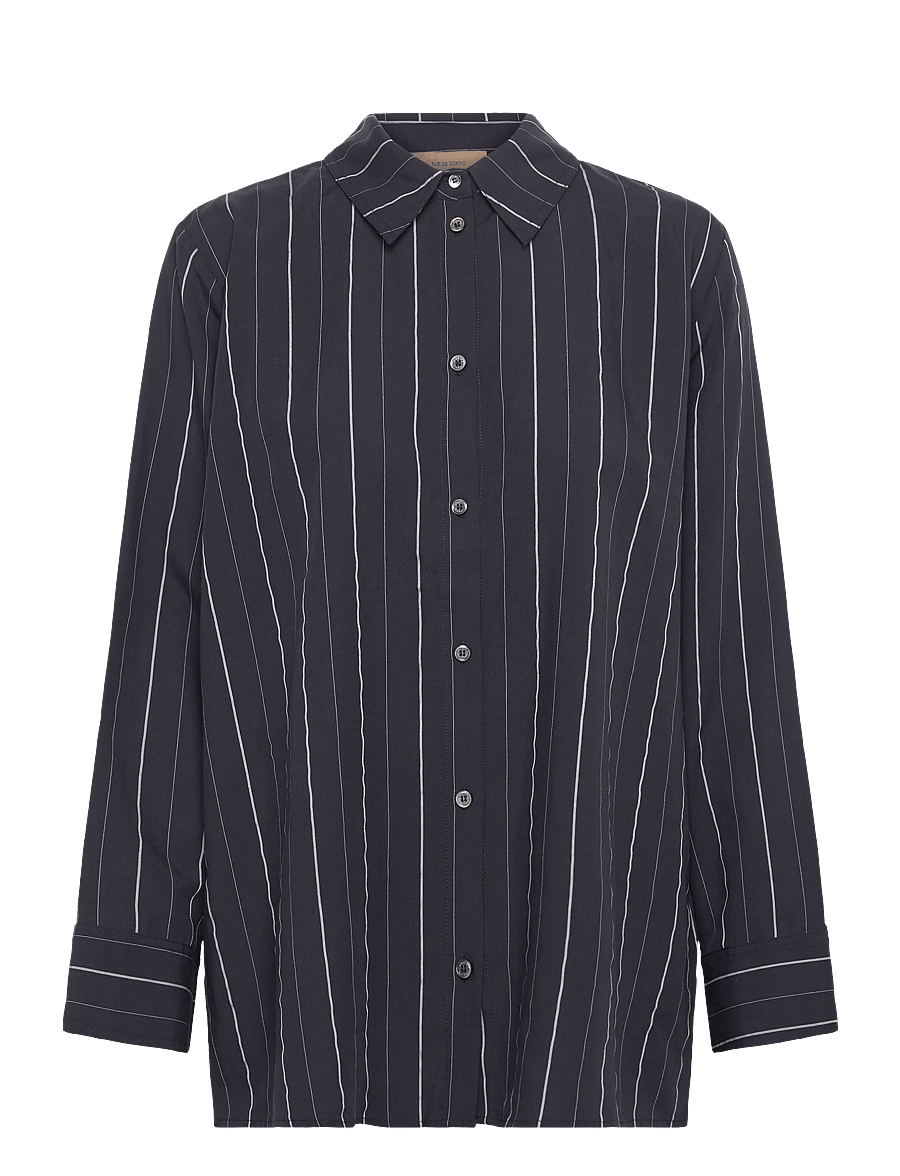 Rue de Tokyo - SEIRA STRIPED TENCEL - chemises en jeans - dark navy stripe - 0