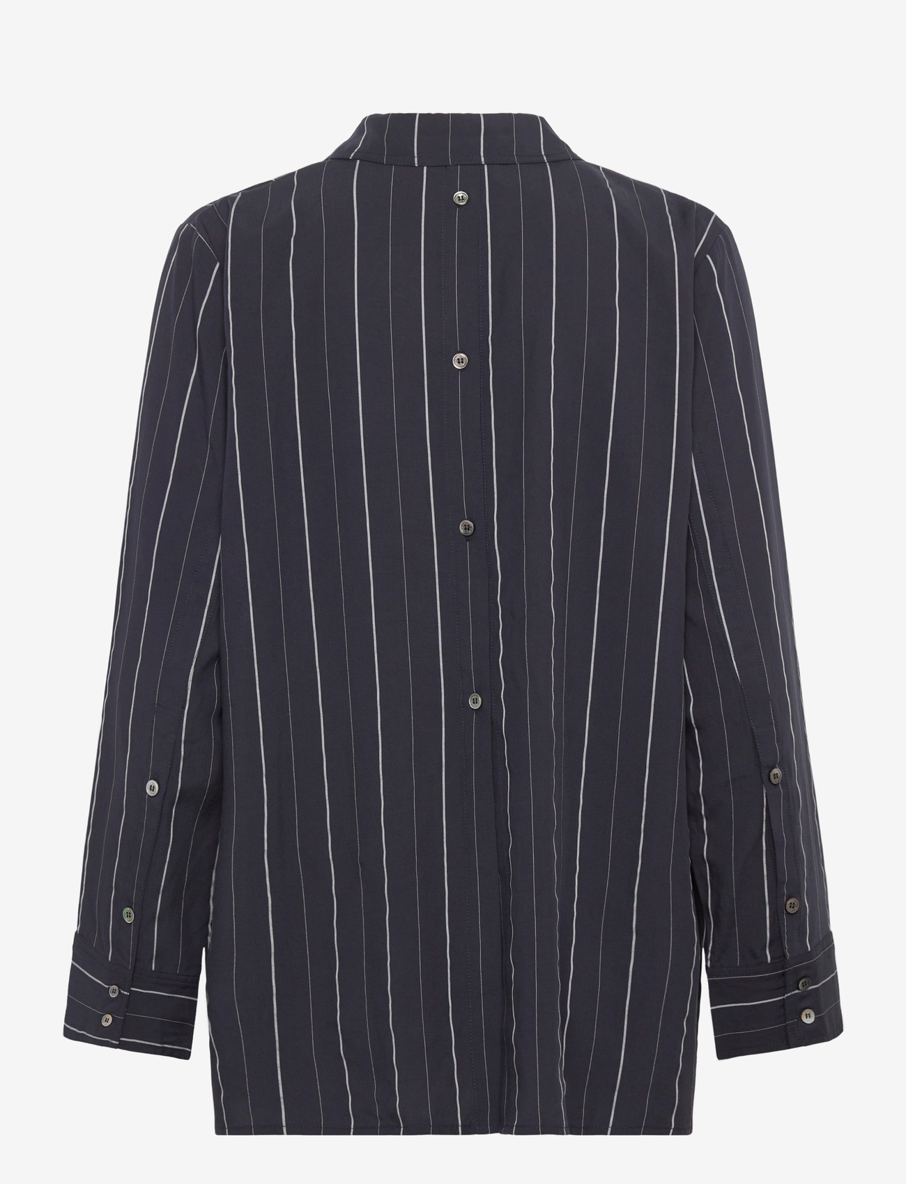 Rue de Tokyo - SEIRA STRIPED TENCEL - jeansskjortor - dark navy stripe - 1