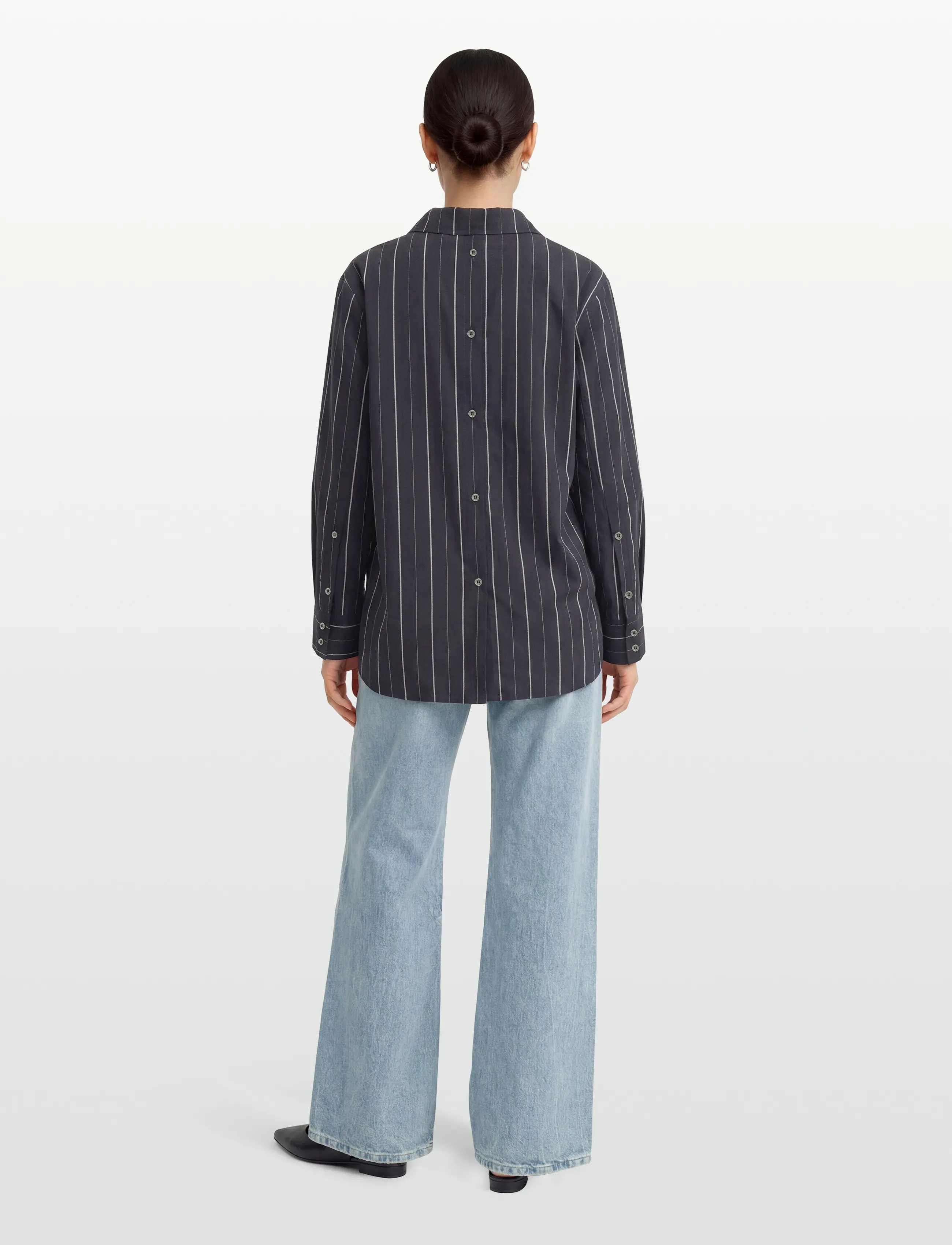 Rue de Tokyo - SEIRA STRIPED TENCEL - denim shirts - dark navy stripe - 4