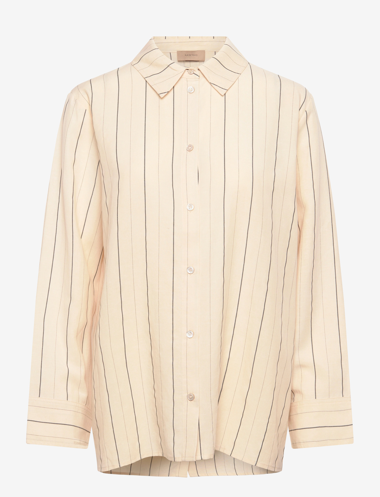 Rue de Tokyo - SEIRA STRIPED TENCEL - langärmlige hemden - ecru black stripe - 0