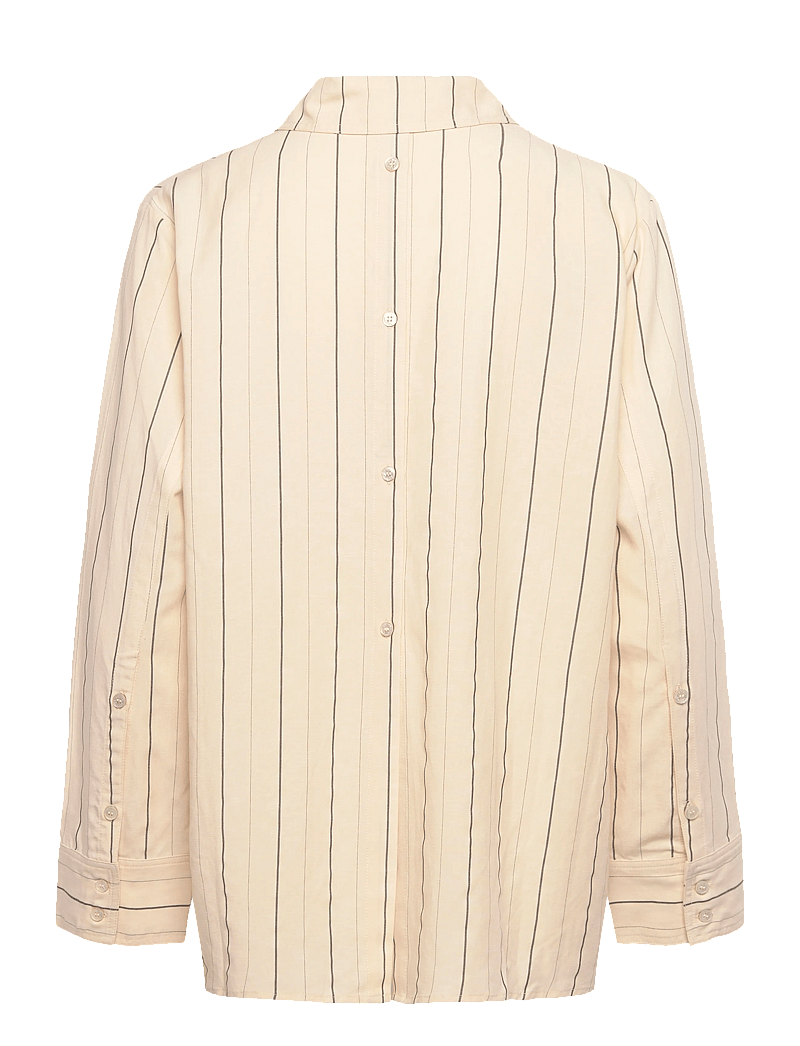 Rue de Tokyo - SEIRA STRIPED TENCEL - langärmlige hemden - ecru black stripe - 1