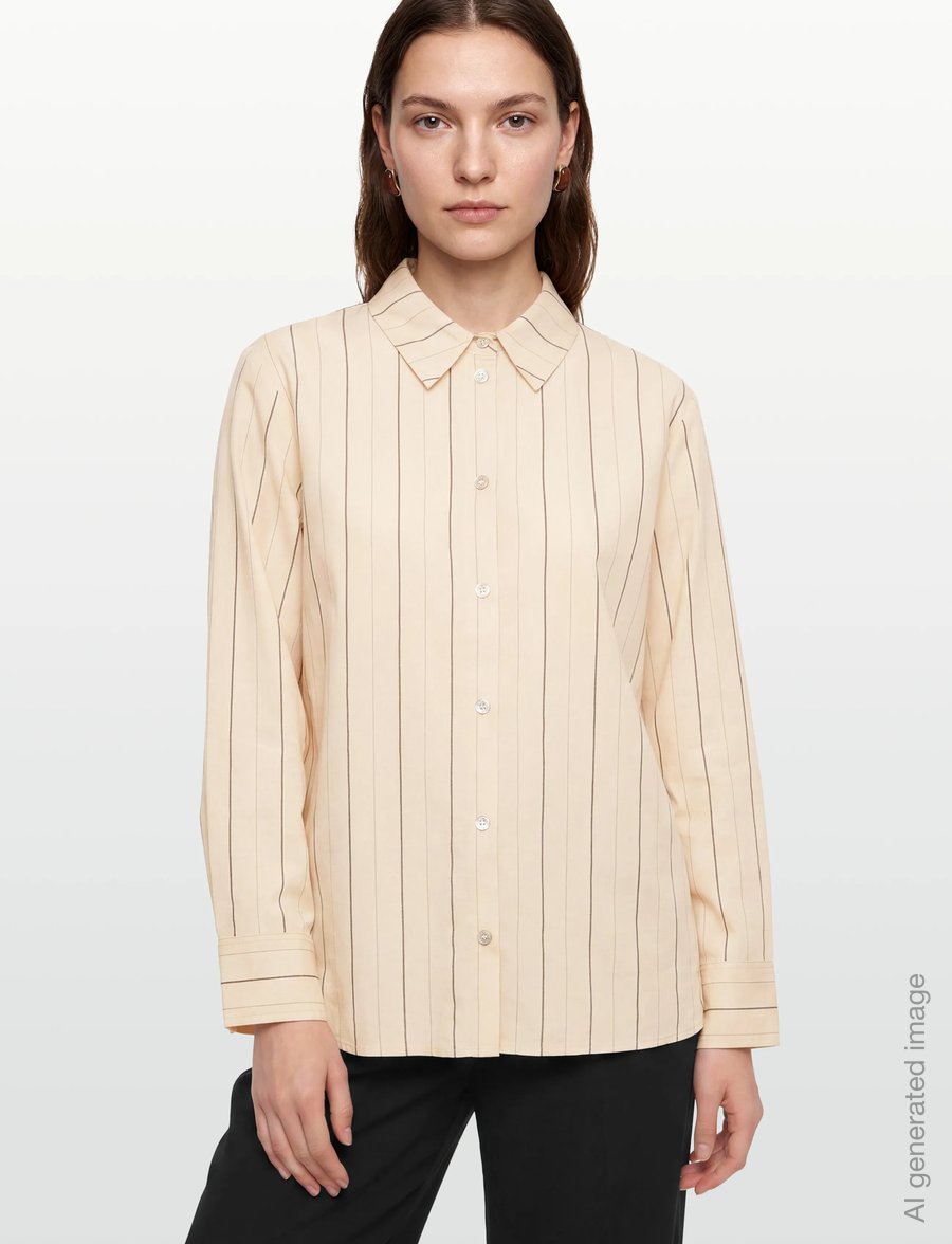 Rue de Tokyo - SEIRA STRIPED TENCEL - langærmede skjorter - ecru black stripe - 3