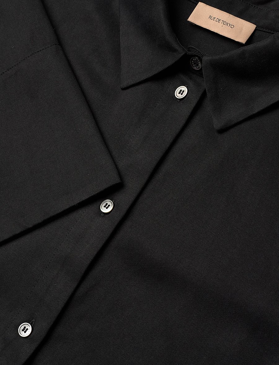 Rue de Tokyo - SHIKA SANDWASHED CT TENCEL - långärmade skjortor - black - 2
