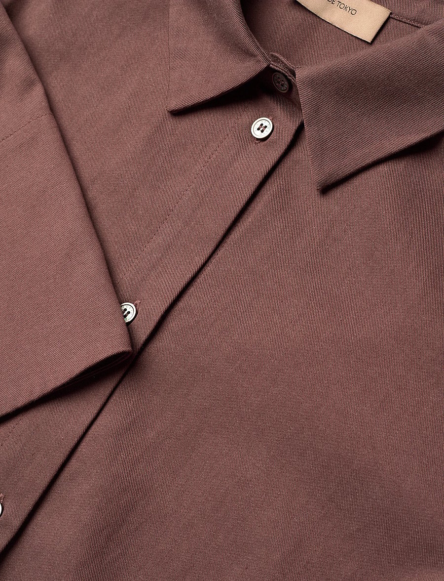 Rue de Tokyo - SHIKA SANDWASHED CT TENCEL - pikkade varrukatega särgid - faded maroon - 2
