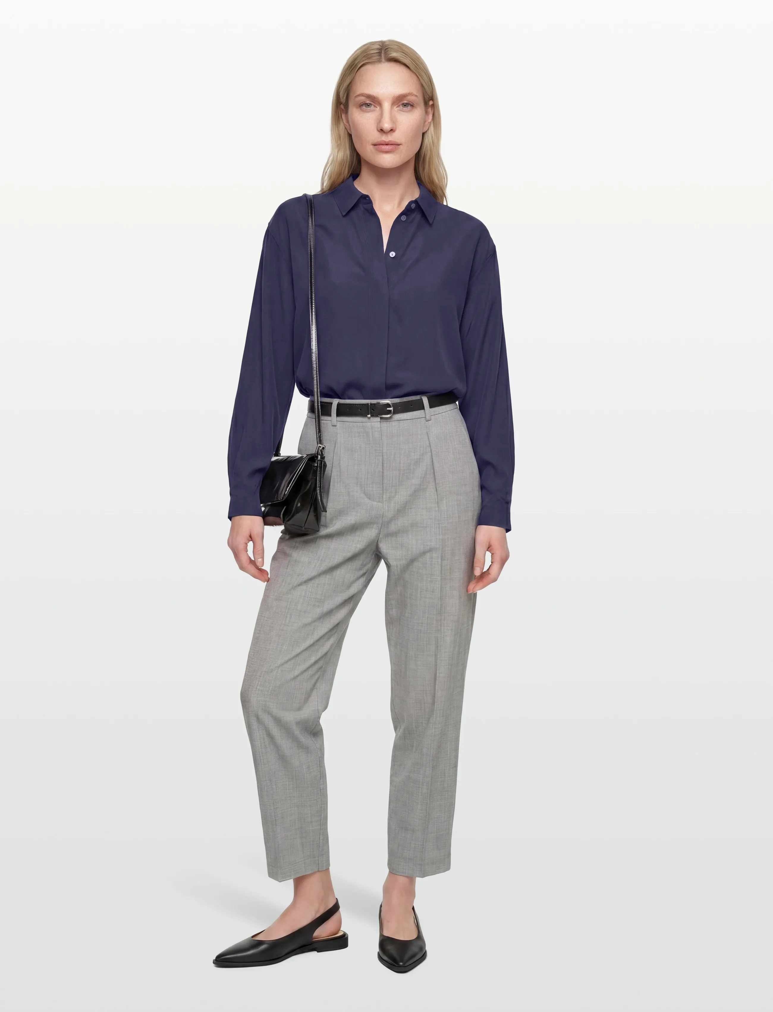 Rue de Tokyo Stella Silk, Kvinder, Silke Bluse, Navy, Str: M