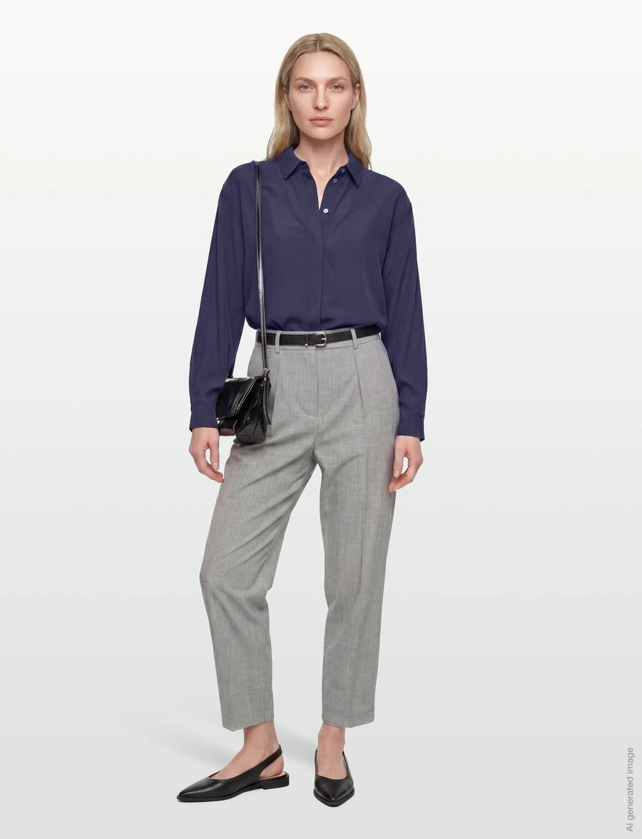 Rue de Tokyo - STELLA SILK - langärmelige blusen - navy - 0