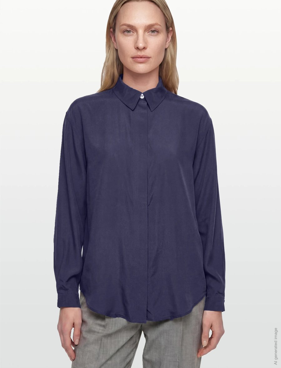 Rue de Tokyo - STELLA SILK - langärmelige blusen - navy - 3