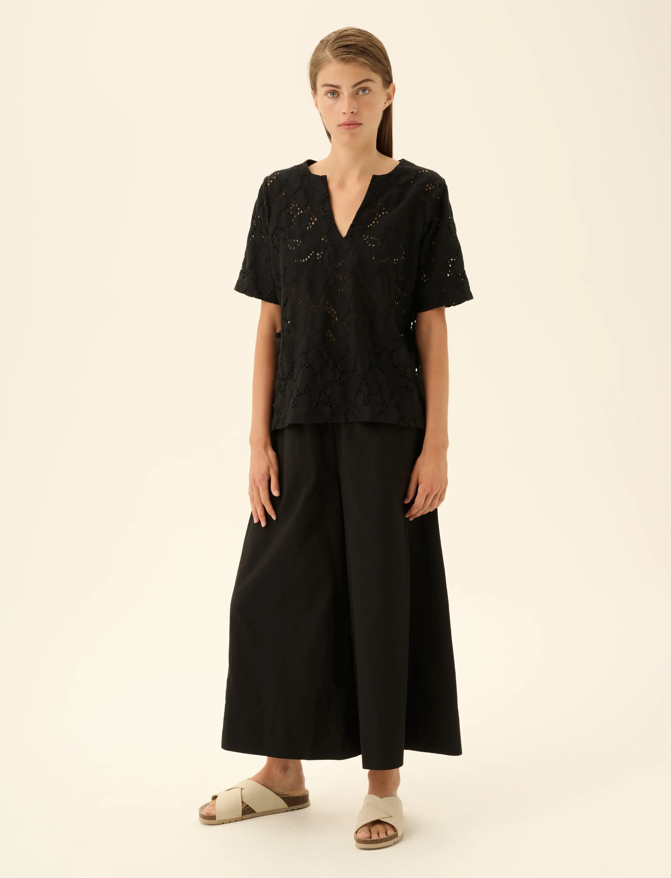 Rue de Tokyo Parmida Modal Poplin, M, Black, Bukser > Chinos, Dame