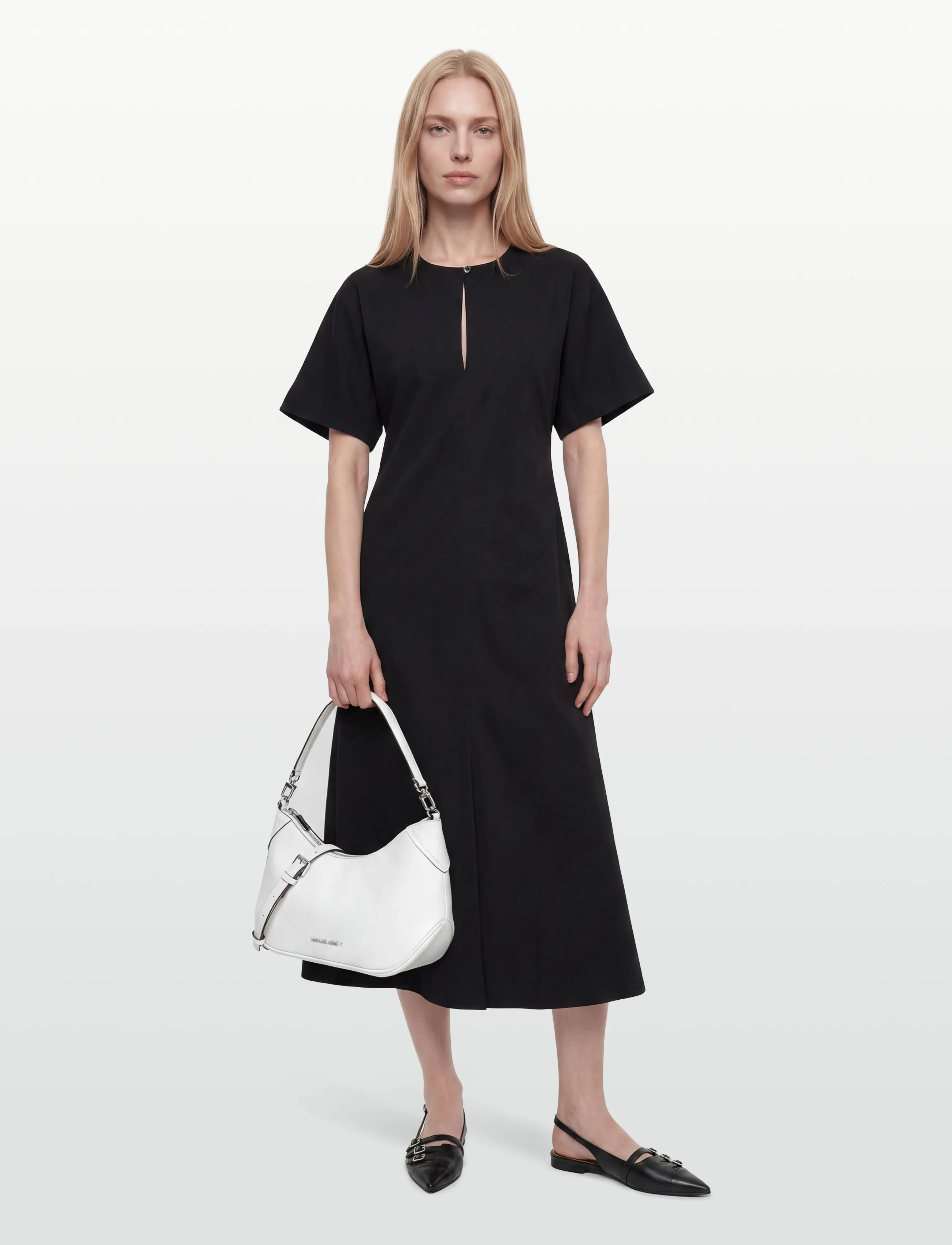Rue de Tokyo DAFNE MODAL POPLIN - Midikleider - BLACK / black