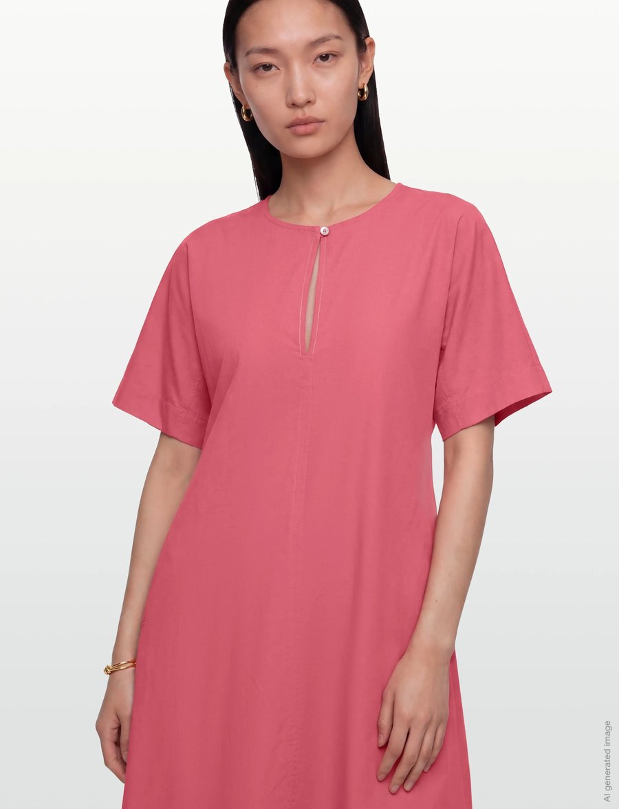 Rue de Tokyo - DAFNE MODAL POPLIN - midi garuma kleitas - raspberry red - 3
