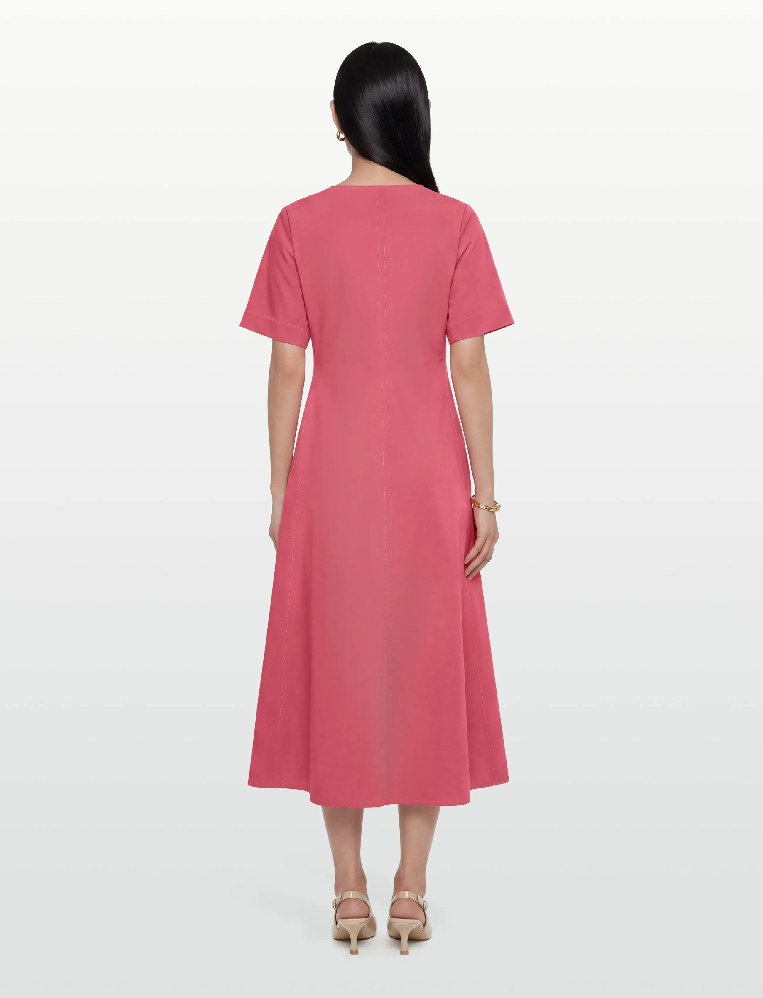Rue de Tokyo - DAFNE MODAL POPLIN - midi garuma kleitas - raspberry red - 4