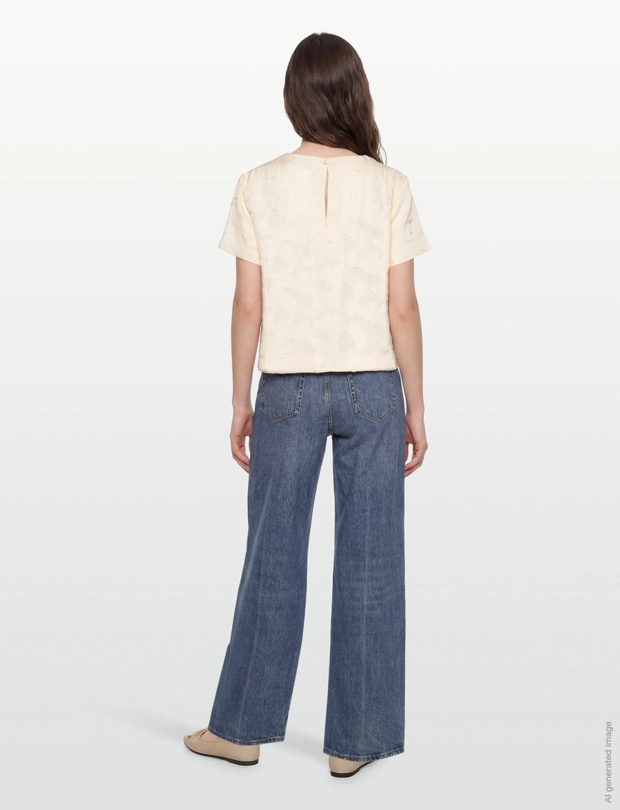 Rue de Tokyo - SELIN VISCOSE LINEN - kortärmade blusar - cream - 4