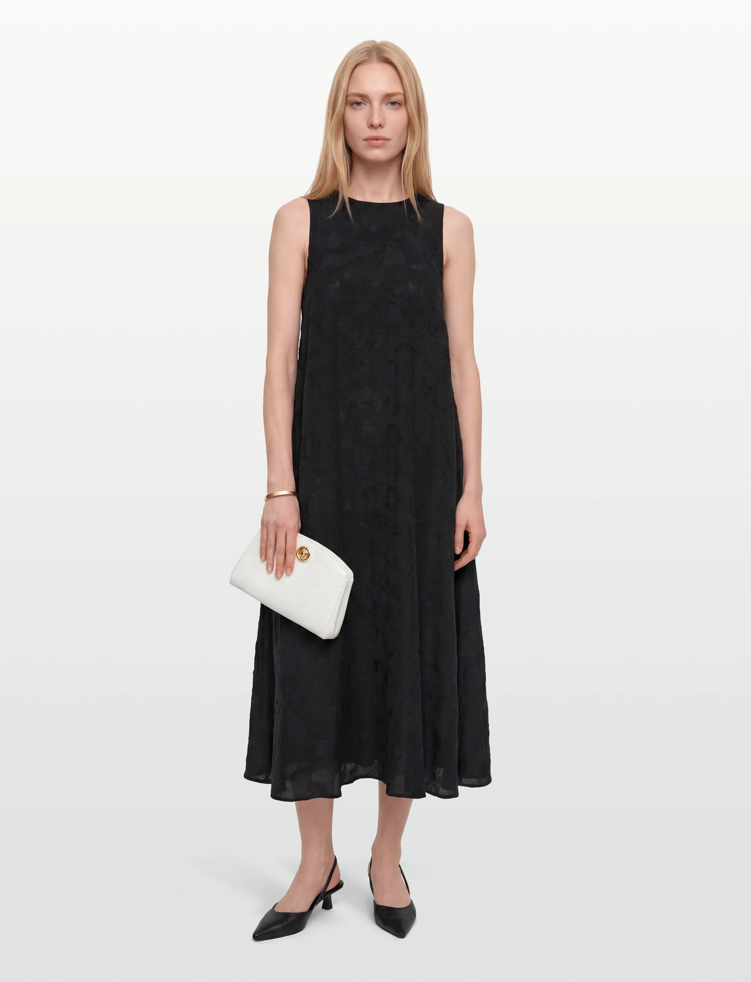 Rue de Tokyo DEOMIRA VISCOSE LINEN - Midikleider - BLACK / black
