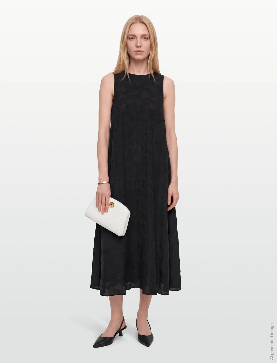 Rue de Tokyo - DEOMIRA VISCOSE LINEN - midi kjoler - black - 0