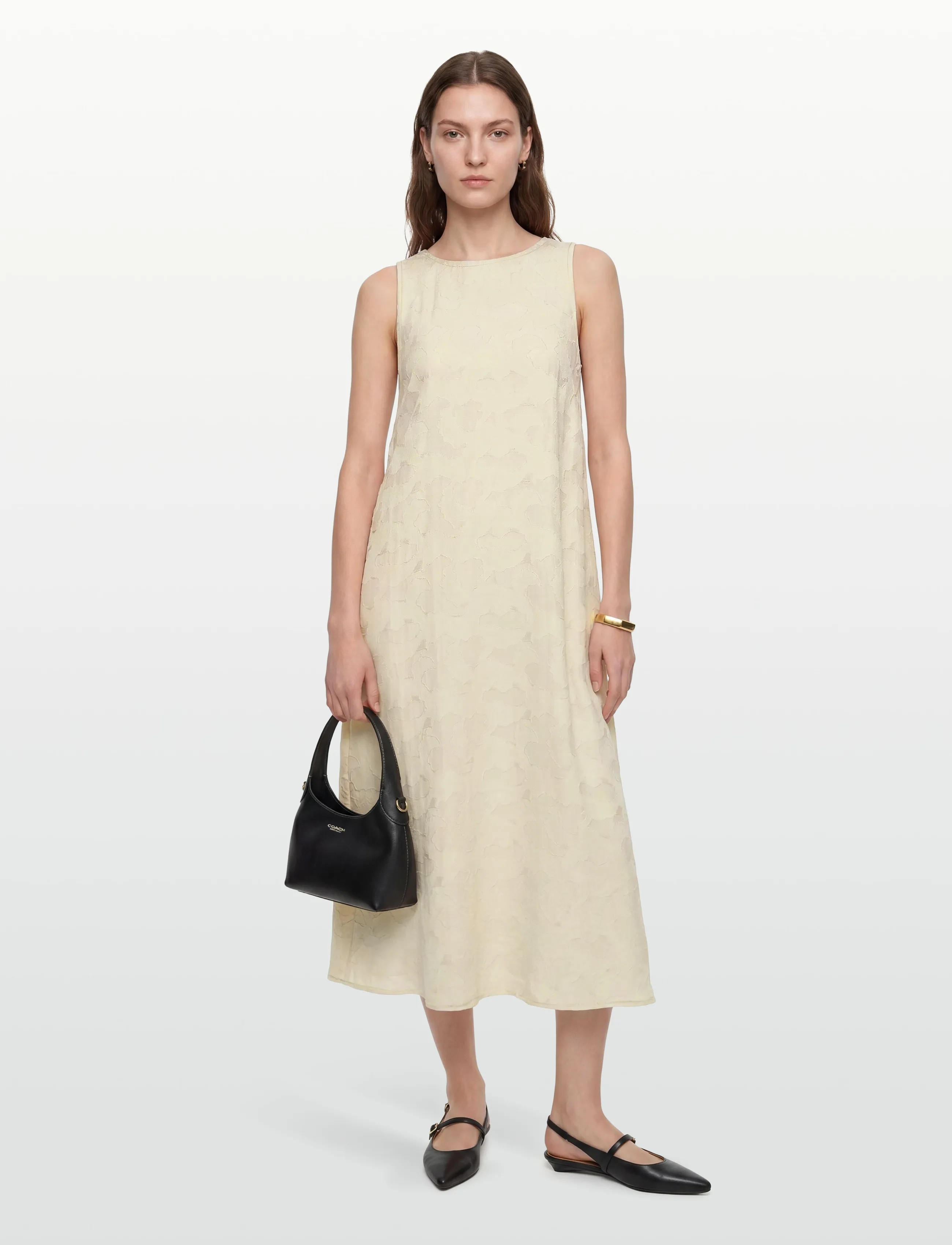 Rue de Tokyo Deomira Viscose Linen, Kvinder, Ærmeløs Maxikjole, Cream, Str: M