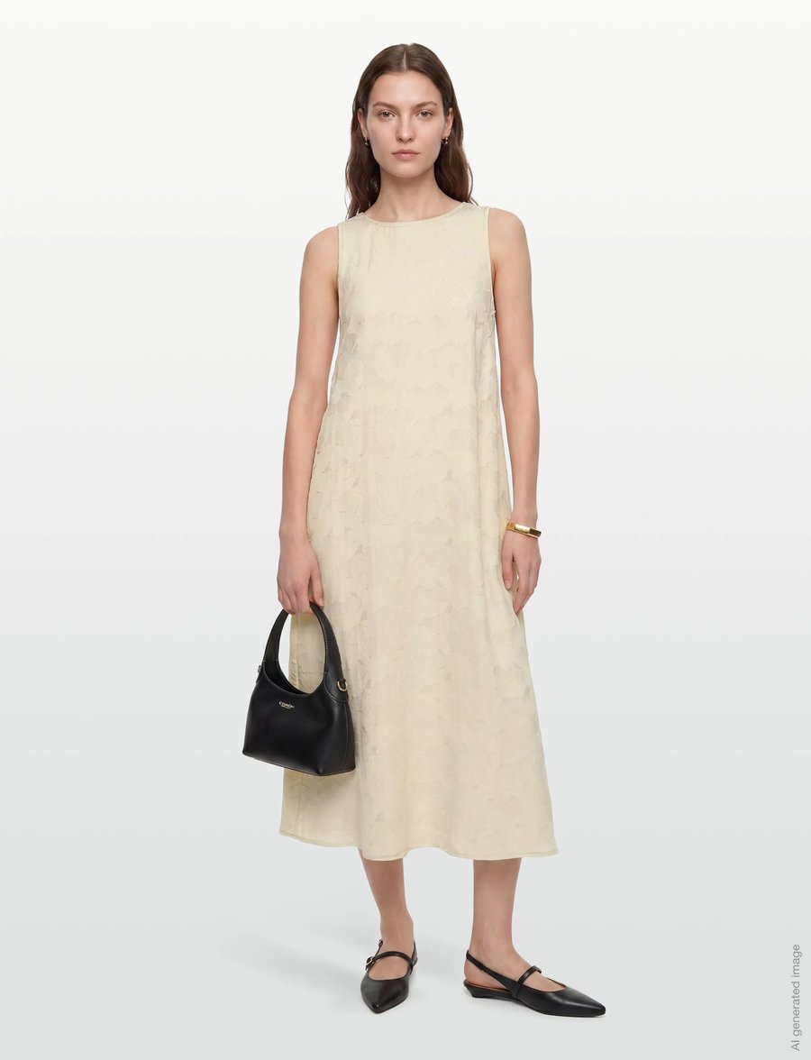Rue de Tokyo - DEOMIRA VISCOSE LINEN - midi kjoler - cream - 0