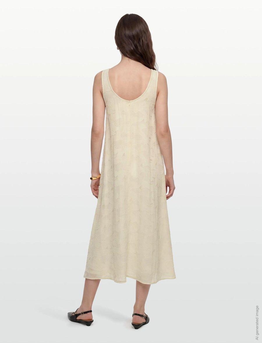 Rue de Tokyo - DEOMIRA VISCOSE LINEN - midi kjoler - cream - 4