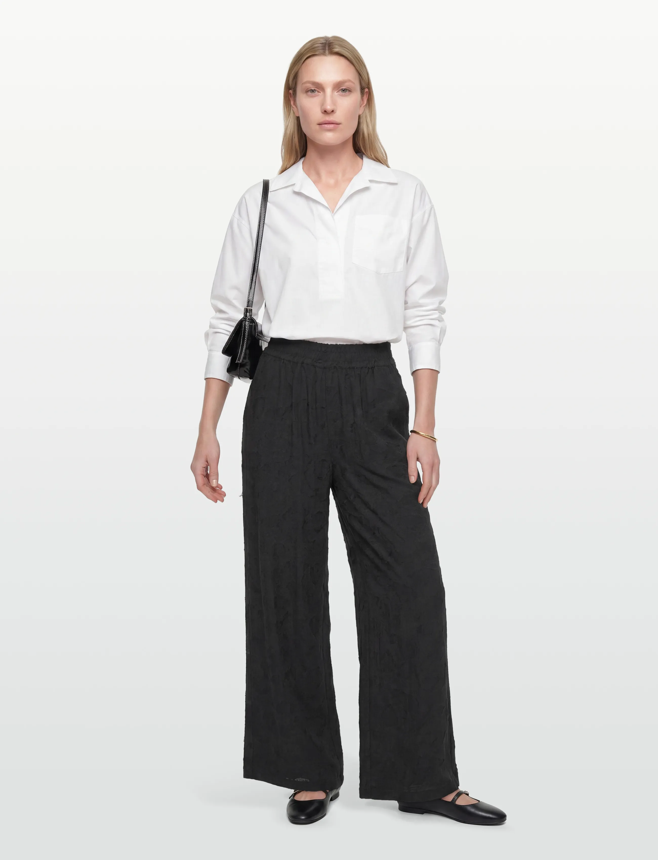 Rue de Tokyo Pandora Viscose Linen, M, Trousers, Schwarz - Wide Leg, Frauen