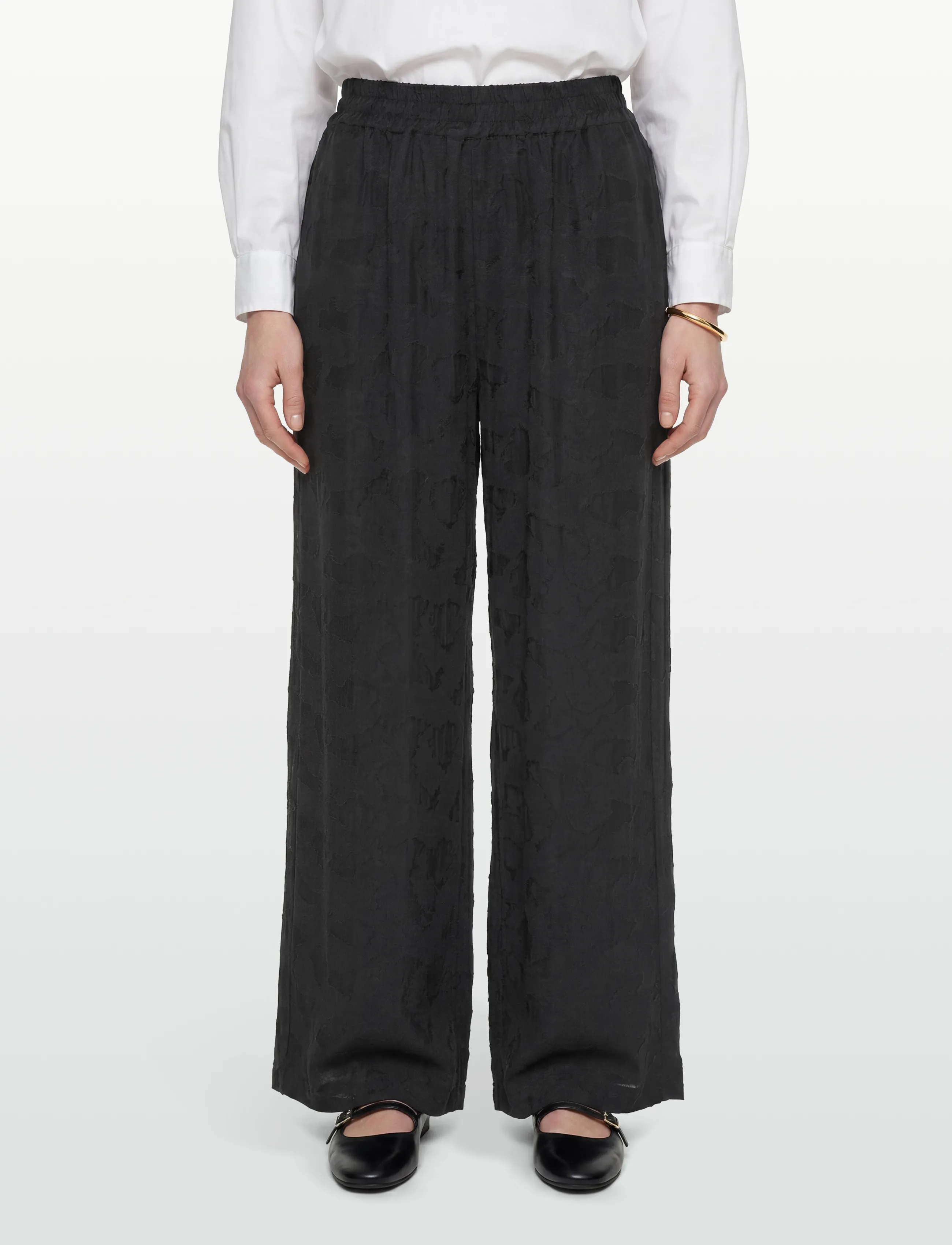 Rue de Tokyo - PANDORA VISCOSE LINEN - hosen mit weitem bein - black - 3