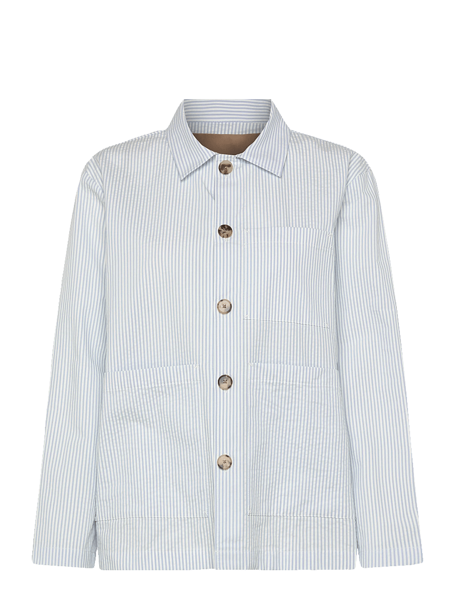 Rue de Tokyo - CAMERON HEAVY SEERSUCKER STR - frühlingsjacken - light blue stripe - 1