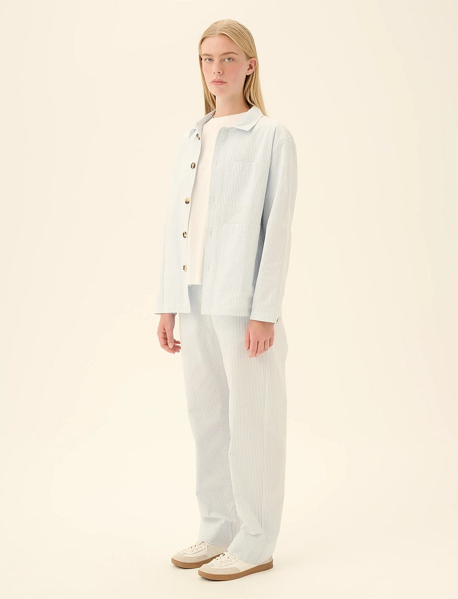 Rue de Tokyo - CAMERON HEAVY SEERSUCKER STR - frühlingsjacken - light blue stripe - 0