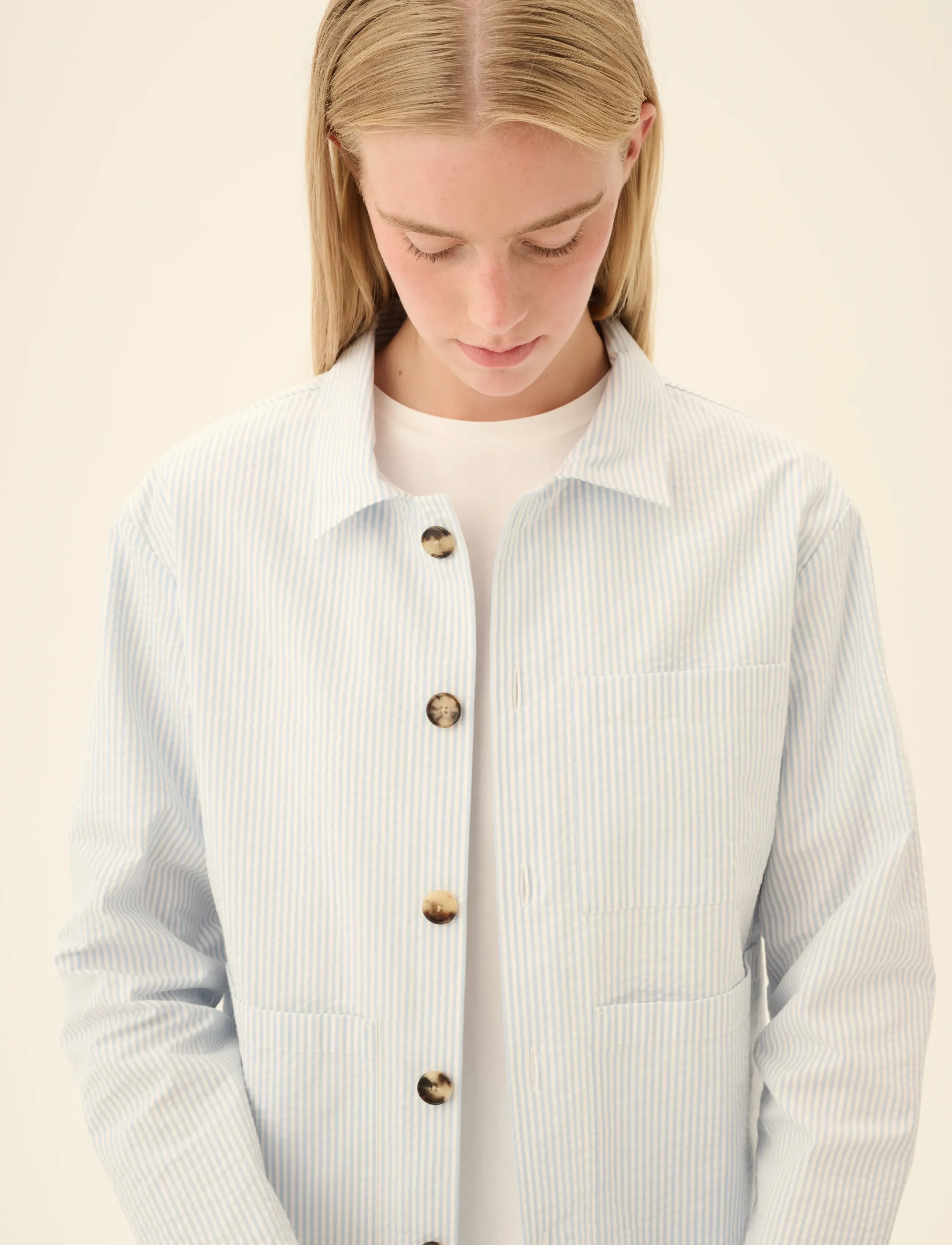 Rue de Tokyo - CAMERON HEAVY SEERSUCKER STR - frühlingsjacken - light blue stripe - 4