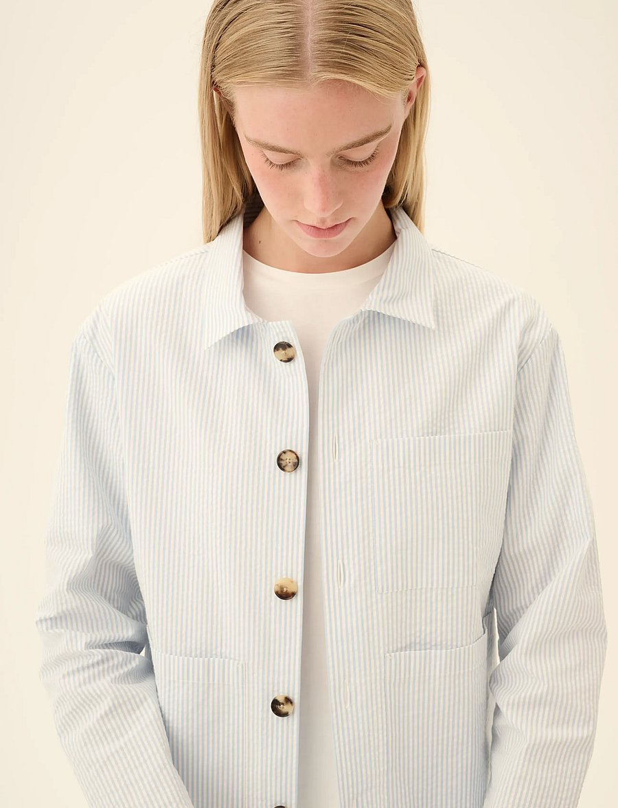 Rue de Tokyo - CAMERON HEAVY SEERSUCKER STR - frühlingsjacken - light blue stripe - 4