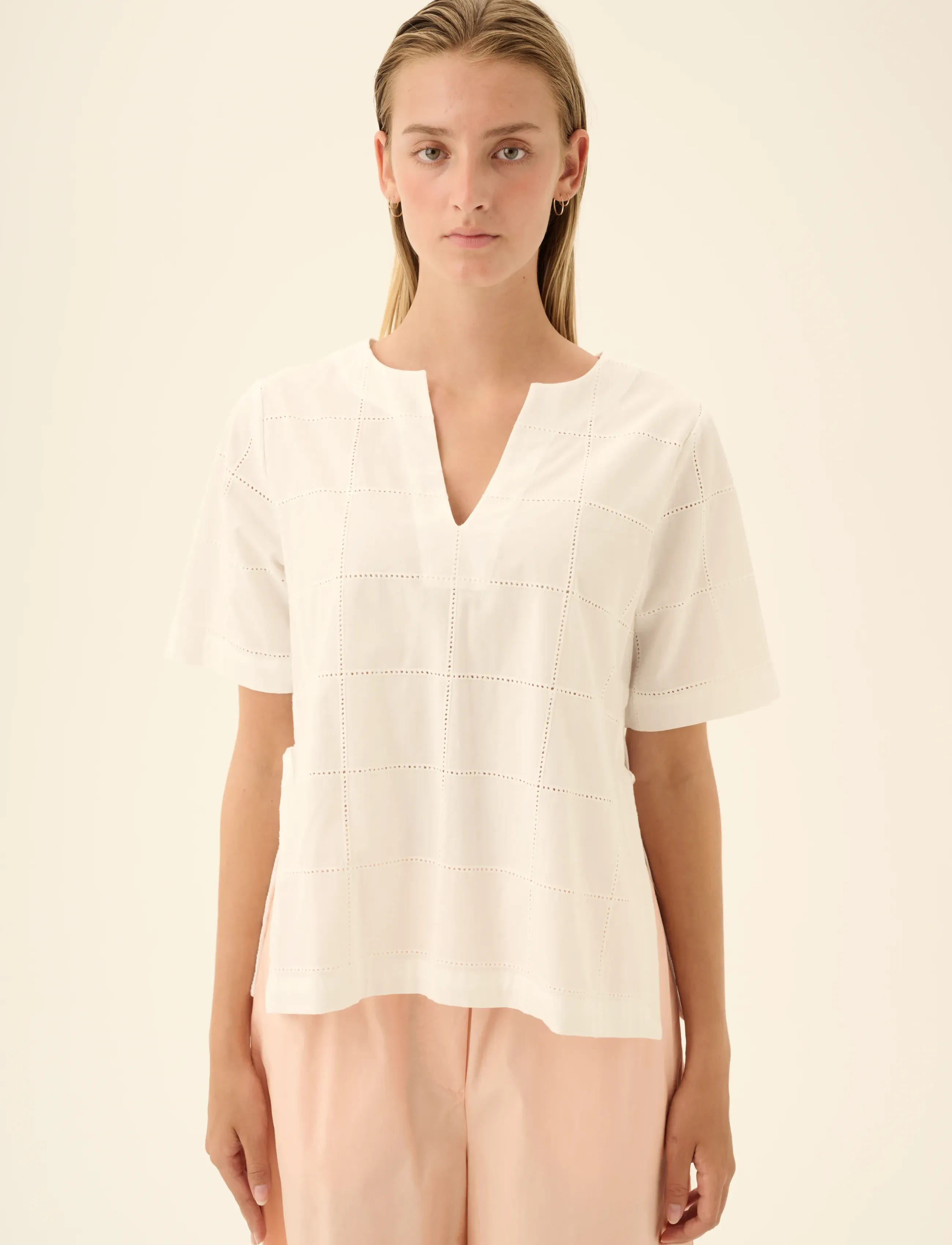 Rue de Tokyo SIENNA EYELET POPLIN - T-särgid ja alussärgid - IVORY / cream