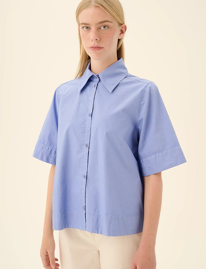 Rue de Tokyo - SEREN GMTD POPLIN - lyhythihaiset paidat - blue bonnet - 4