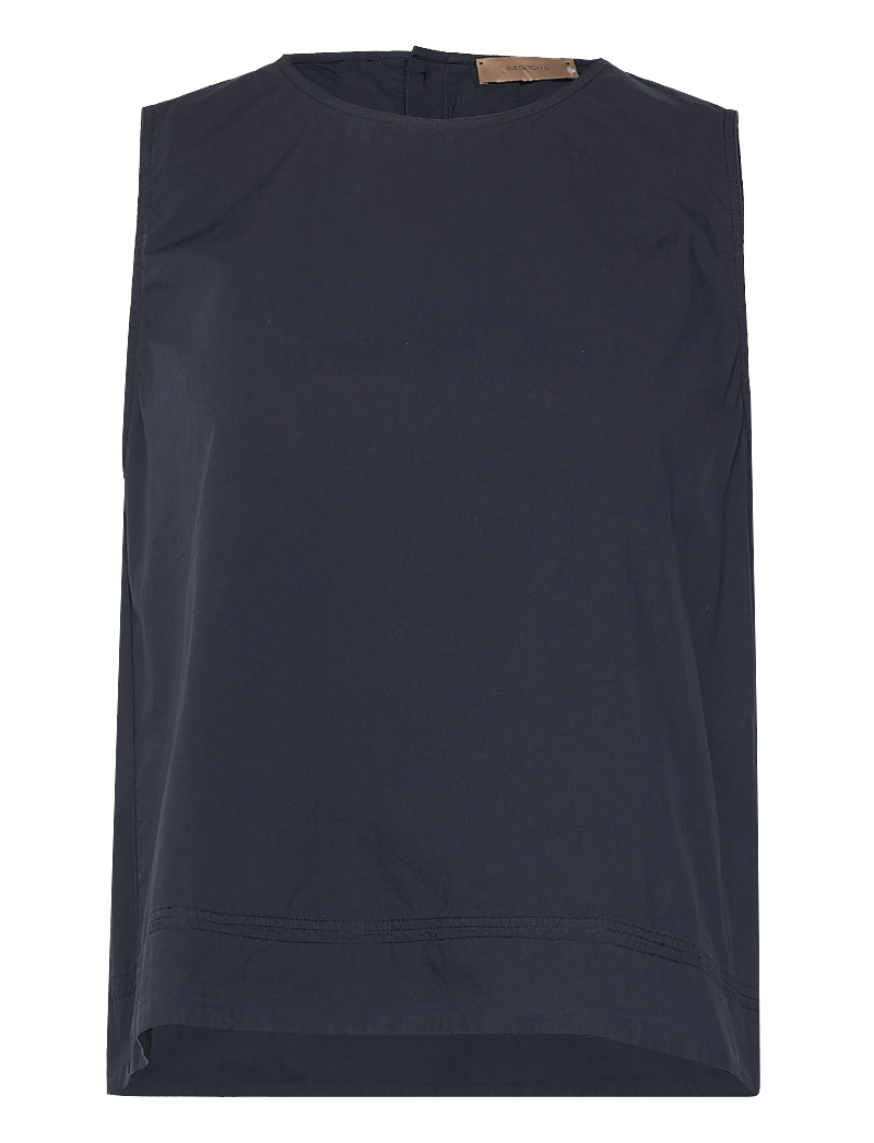 Rue de Tokyo - SHARREN GMTD POPLIN - varrukateta pluusid - dark navy - 0