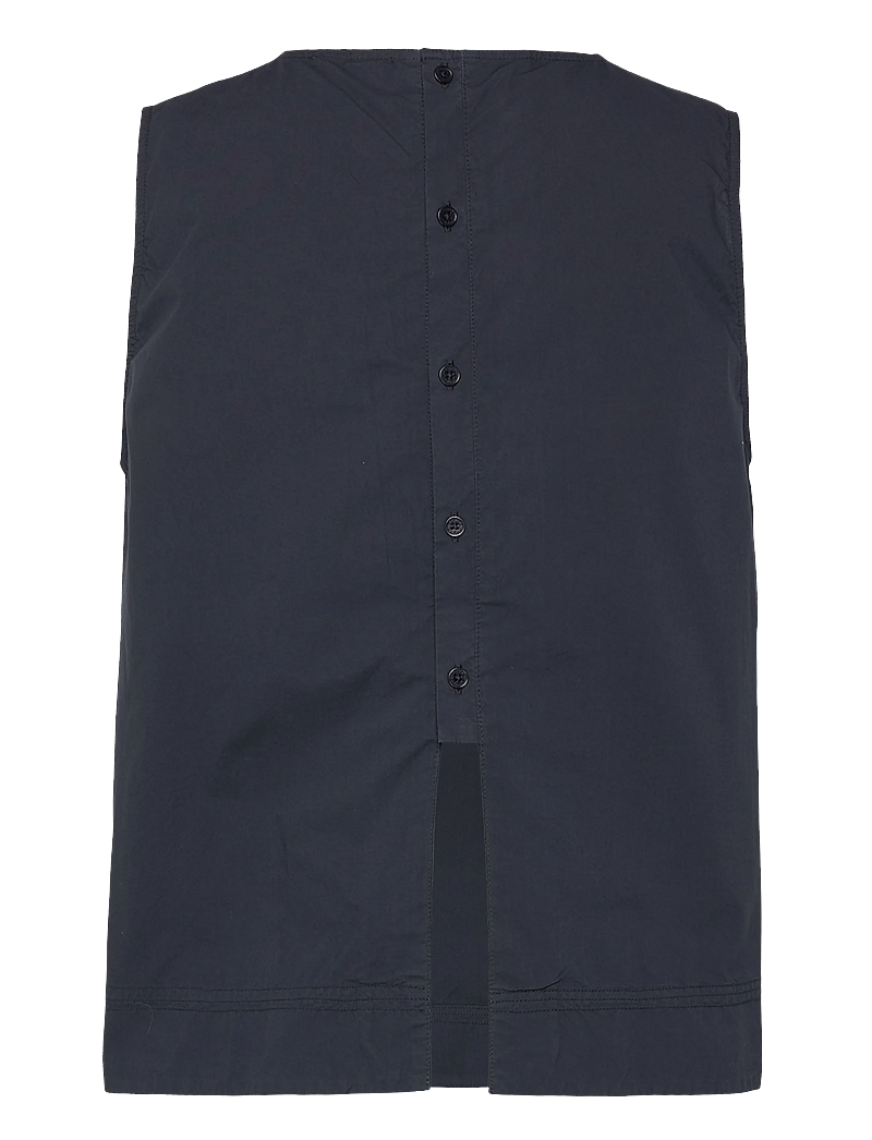 Rue de Tokyo - SHARREN GMTD POPLIN - varrukateta pluusid - dark navy - 1