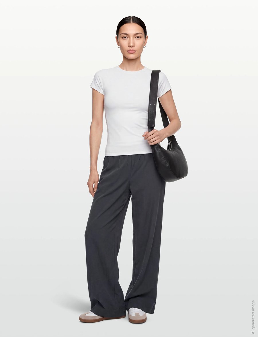 Rue de Tokyo - PRISILA CRINKLED TENCEL - hosen mit weitem bein - dark navy - 0