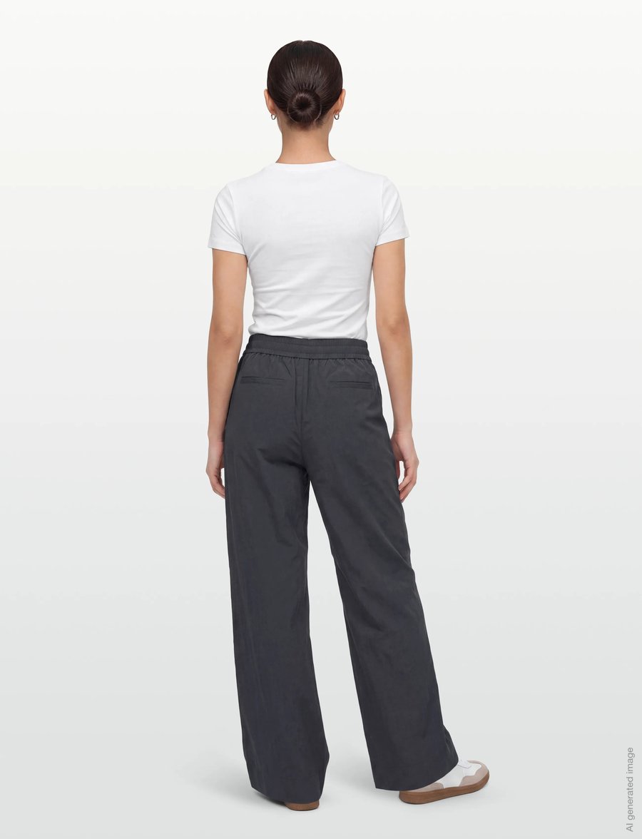 Rue de Tokyo - PRISILA CRINKLED TENCEL - hosen mit weitem bein - dark navy - 4