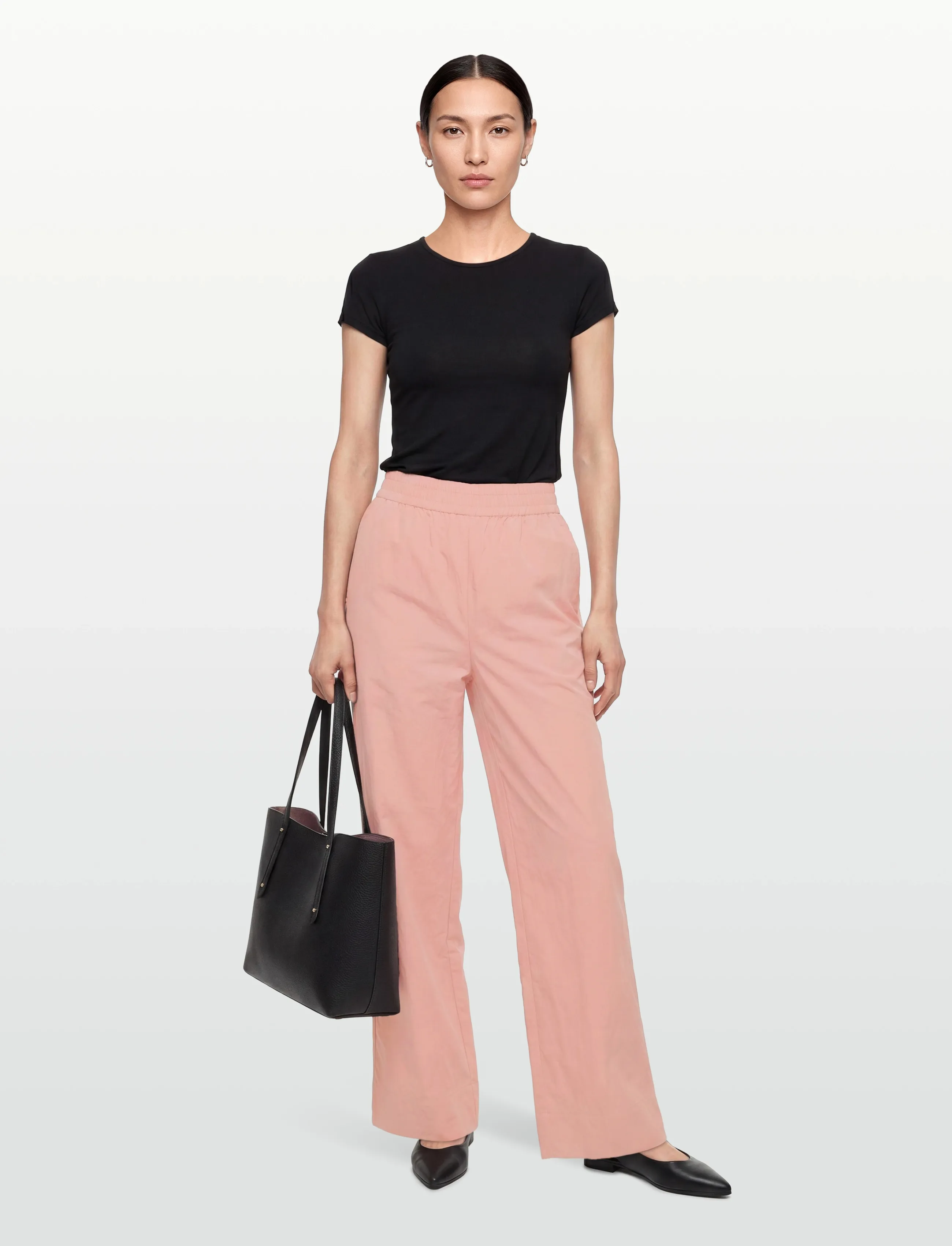 Rue de Tokyo Prisila Crinkled Tencel, M, Trousers, Rosa - Wide Leg, Frauen
