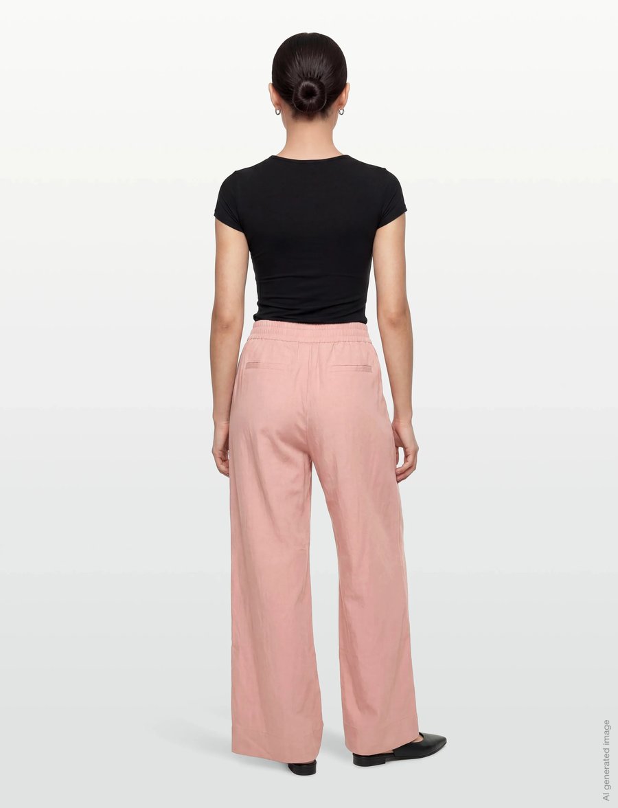 Rue de Tokyo - PRISILA CRINKLED TENCEL - laia säärega püksid - rose - 4